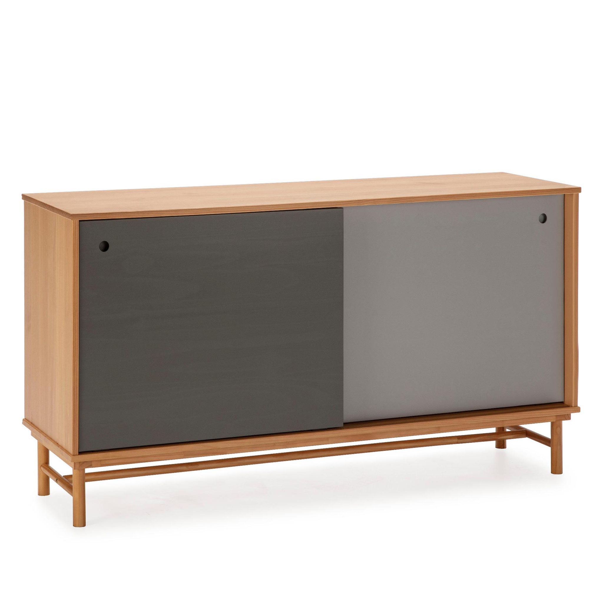 Voir la diapositive 1 : VS VENTA-STOCK Buffet Magnus 2 portes coulissantes couleur Gris, bois massif, 140 cm Largeur