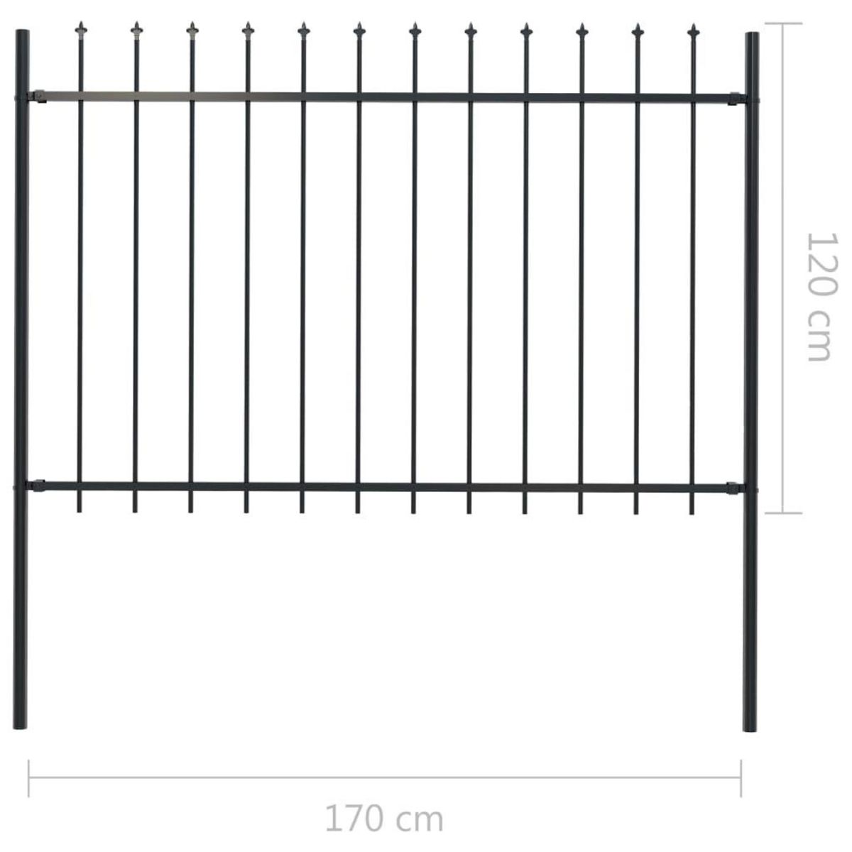 VIDAXL Cloture de jardin avec dessus en lance Acier 1,7 x 1,2 m Noir