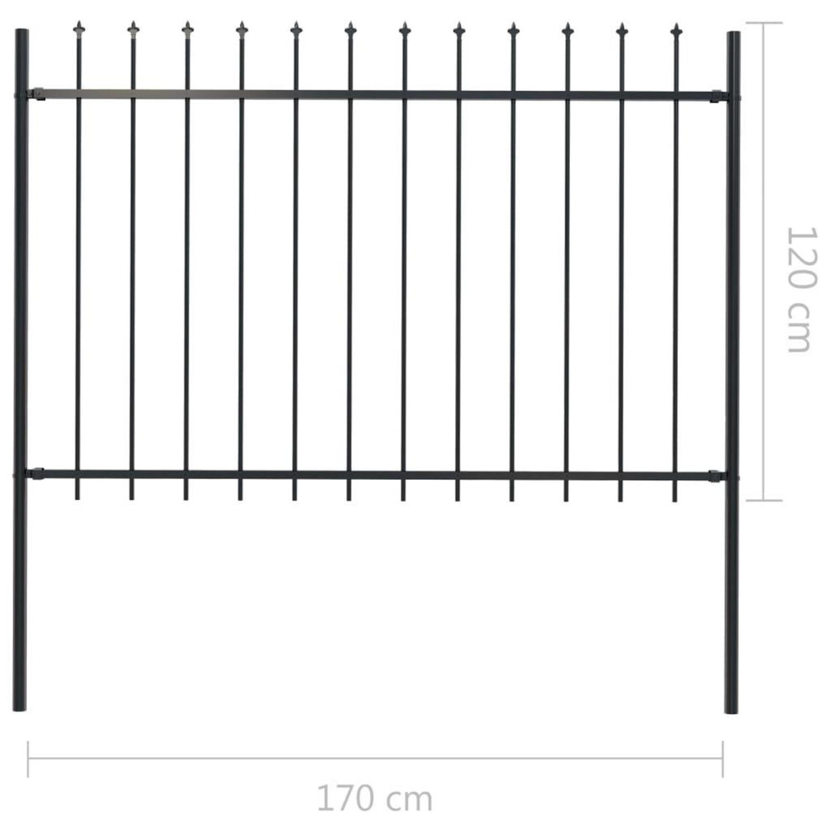 VIDAXL Cloture de jardin avec dessus en lance Acier 1,7 x 1,2 m Noir