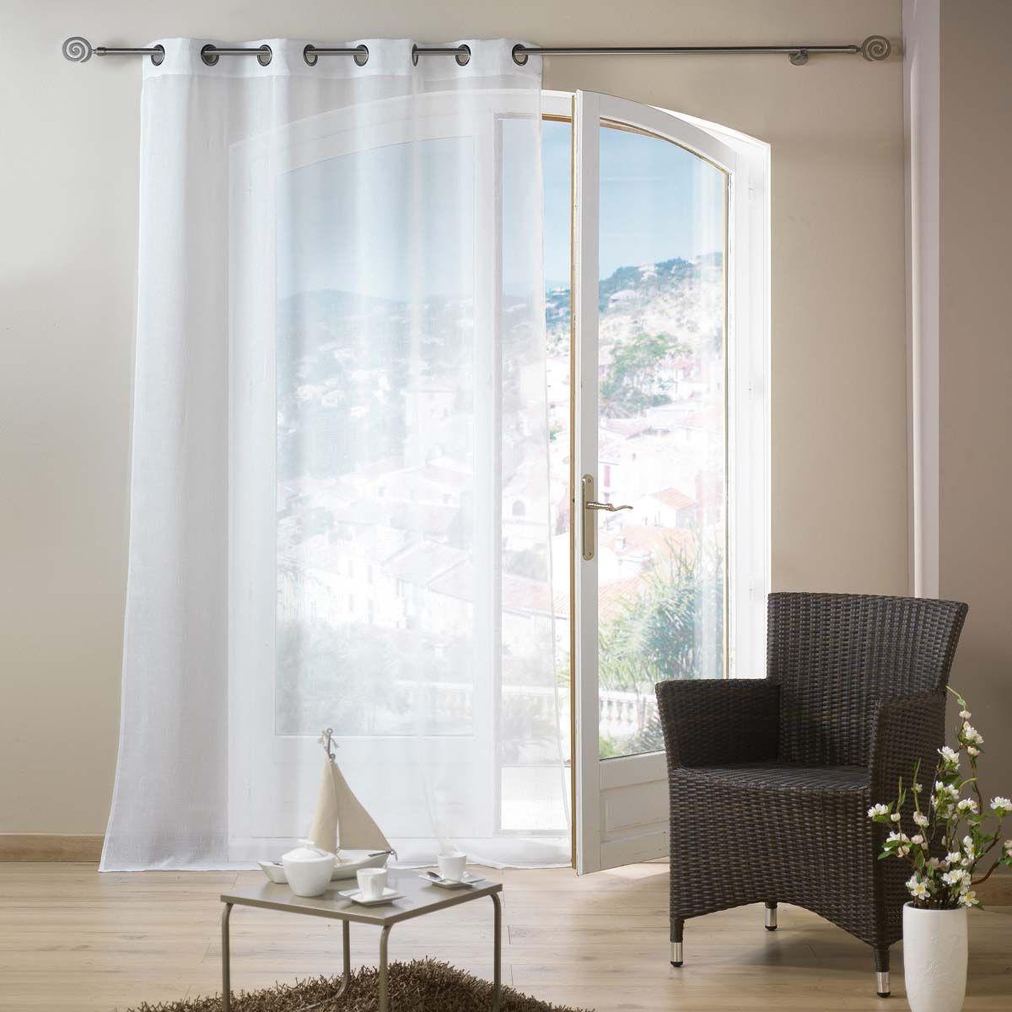 Voir la diapositive 3 : Douceur d'Intérieur Rideau voilage à oeillets  luminea  140x240cm blanc