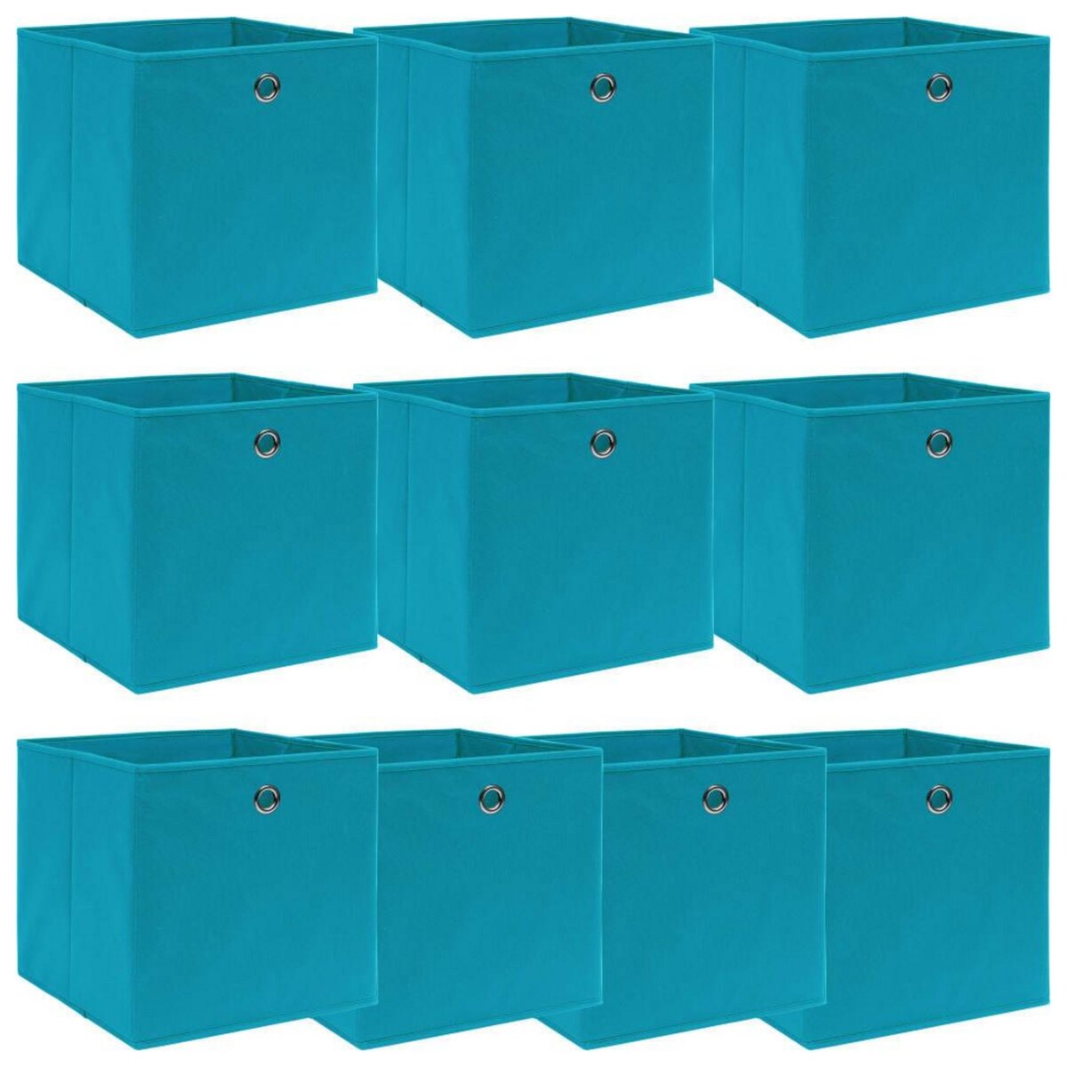 VIDAXL Boîtes de rangement 10 pcs Bleu azure 32x32x32 cm Tissu