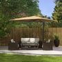 Voir la diapositive 2 : OUTSUNNY Parasol déporté carré pivotant 360° manivelle dim. 2,97L x 2,97l x 2,64H m alu. polyester kaki