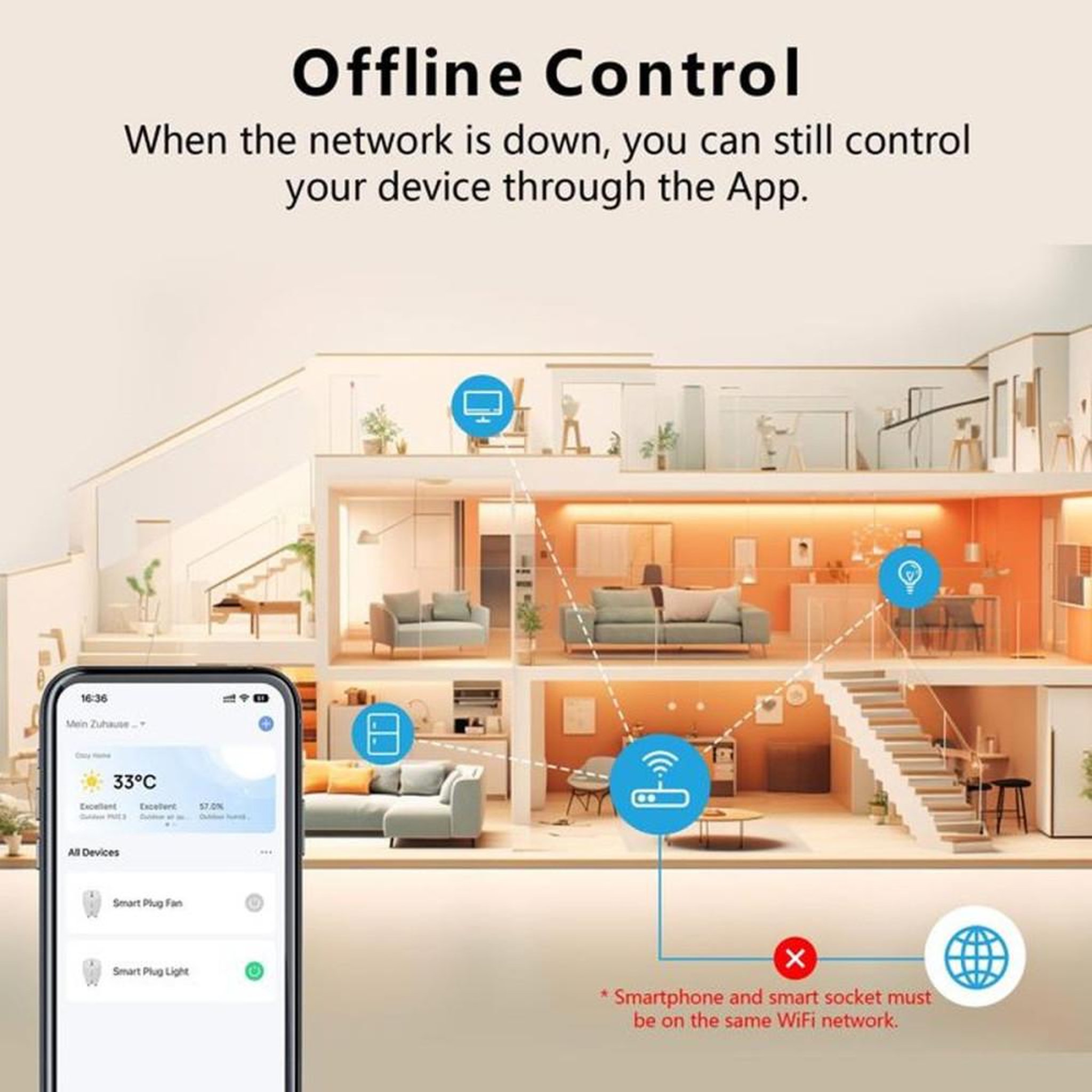 Voir la diapositive 5 : Prise connectée mini Wi‑Fi avec mesure d'énergie en temps réel, pack de 2, commande via appli Smart Life/Tuya et Alexa/Google Assistant, 2,4 GHz