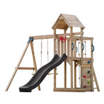 Axi House Portique Moos 2 balançoires + échelle toboggan gris