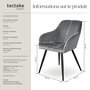 Voir la diapositive 6 : tectake Chaise style scandinave rembourrée aspect velours gris/noir