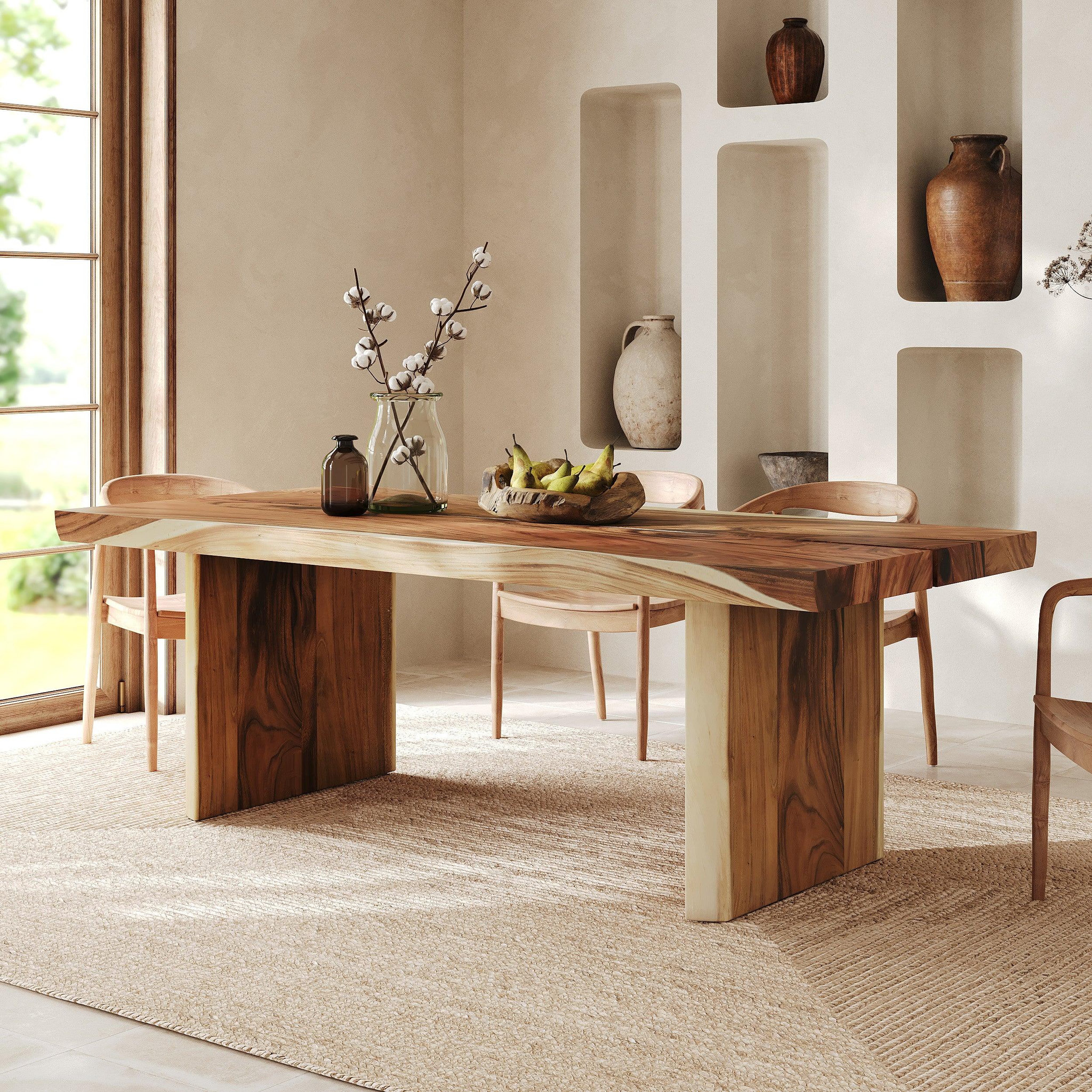 Voir la diapositive 2 : MAISON PAVANE Table rectangulaire 8 personnes en bois de suar 220 cm-tanah