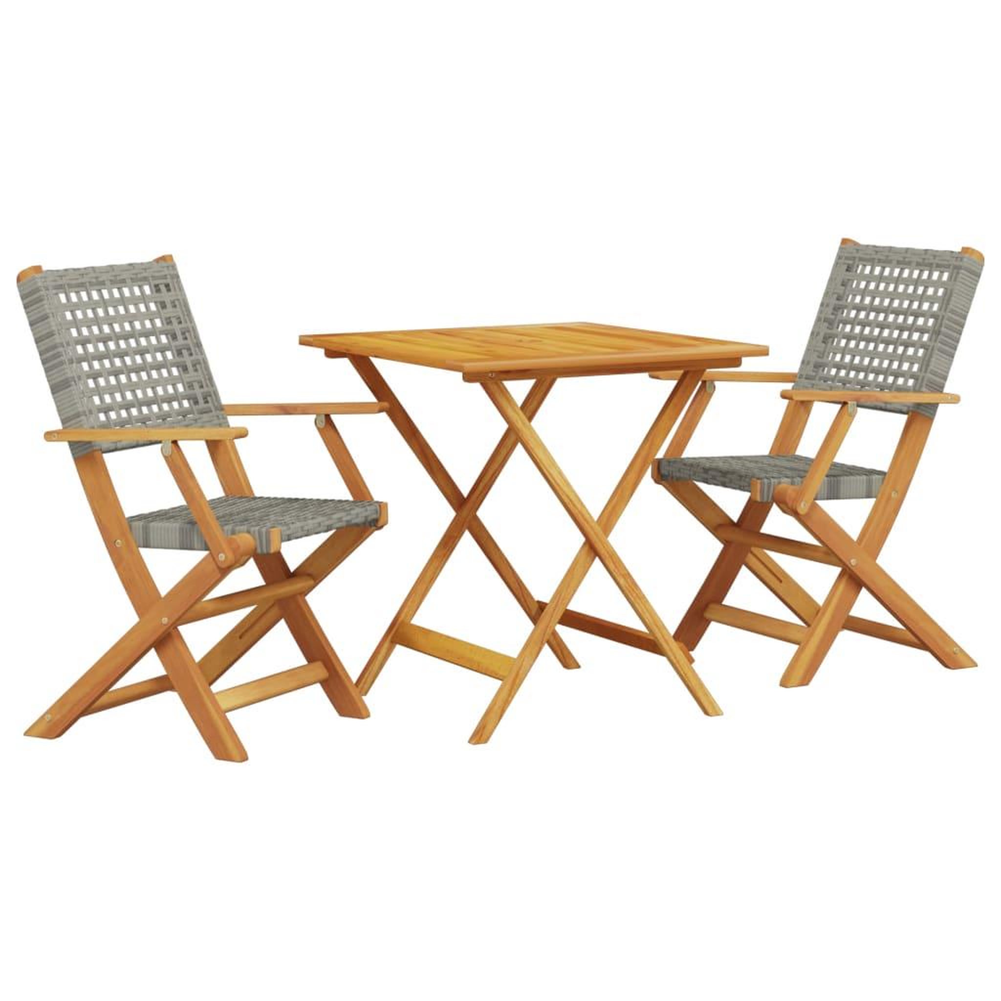 Voir la diapositive 2 : VIDAXL Ensemble de bistro 3 pcs gris resine tressee et bois massif