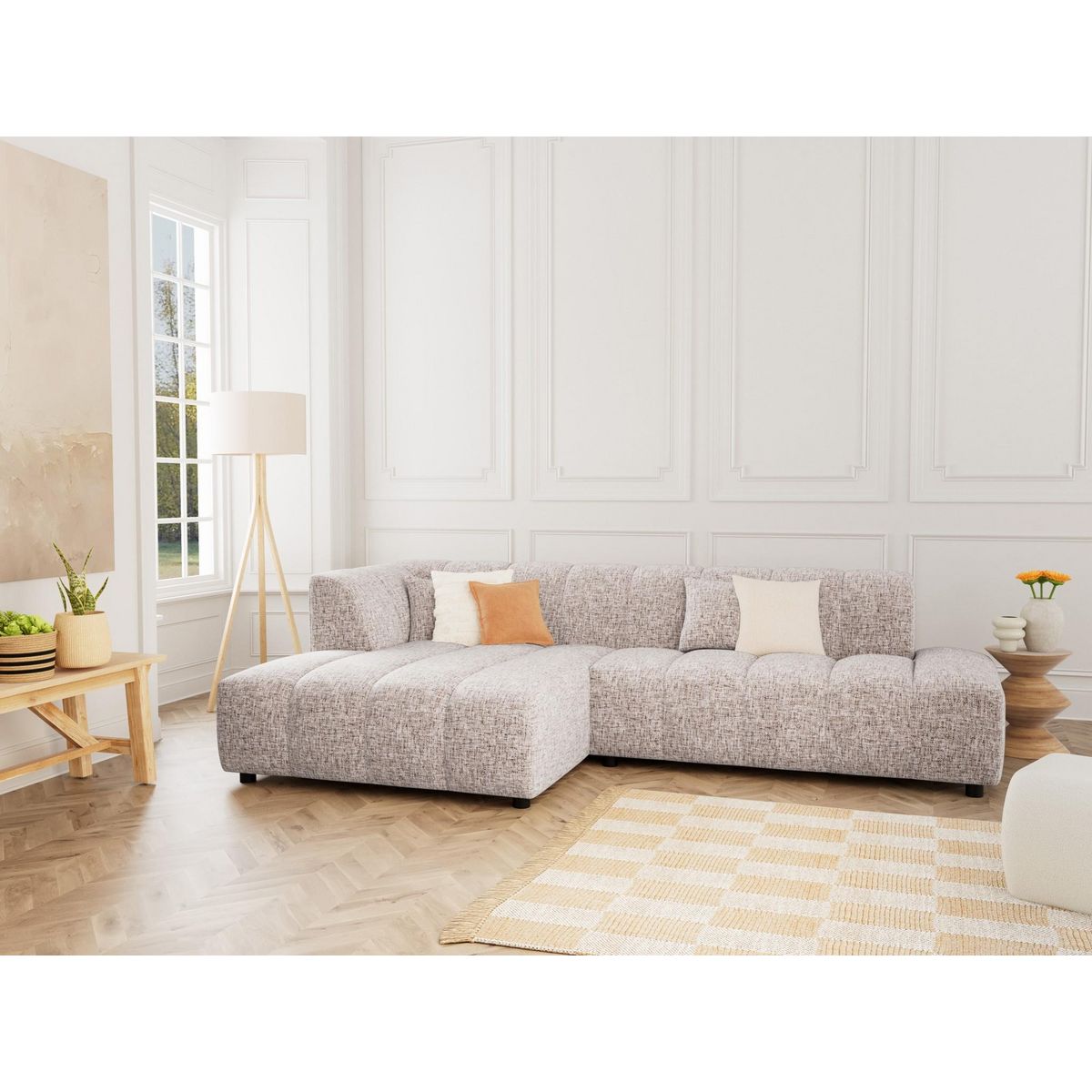 LISA DESIGN Curtis - canapé d'angle gauche 4 places en tissu texturé