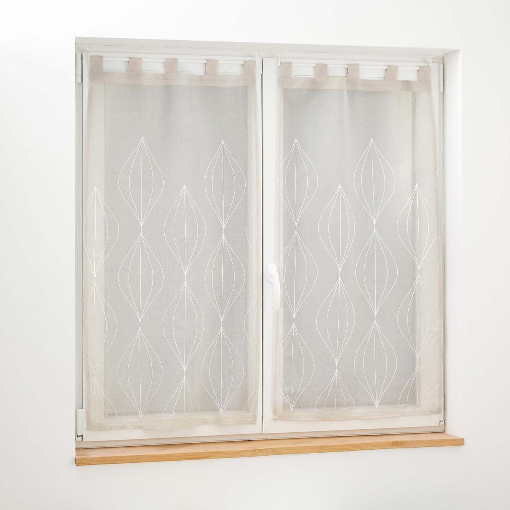 Douceur d'Intérieur Paire de voilages brodés  galactee  60x90cm taupe