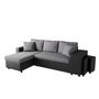 Voir la diapositive 2 : Canapé d'angle réversible convertible avec coffre + 2 poufs avec niche fixe à droite ANETTA