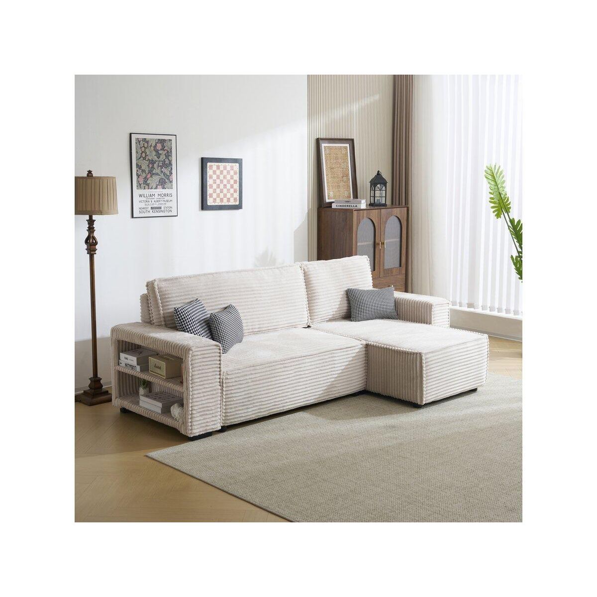 Habitat et Jardin Canapé d'angle en velours côtelé   Opera  - 3 places - Beige