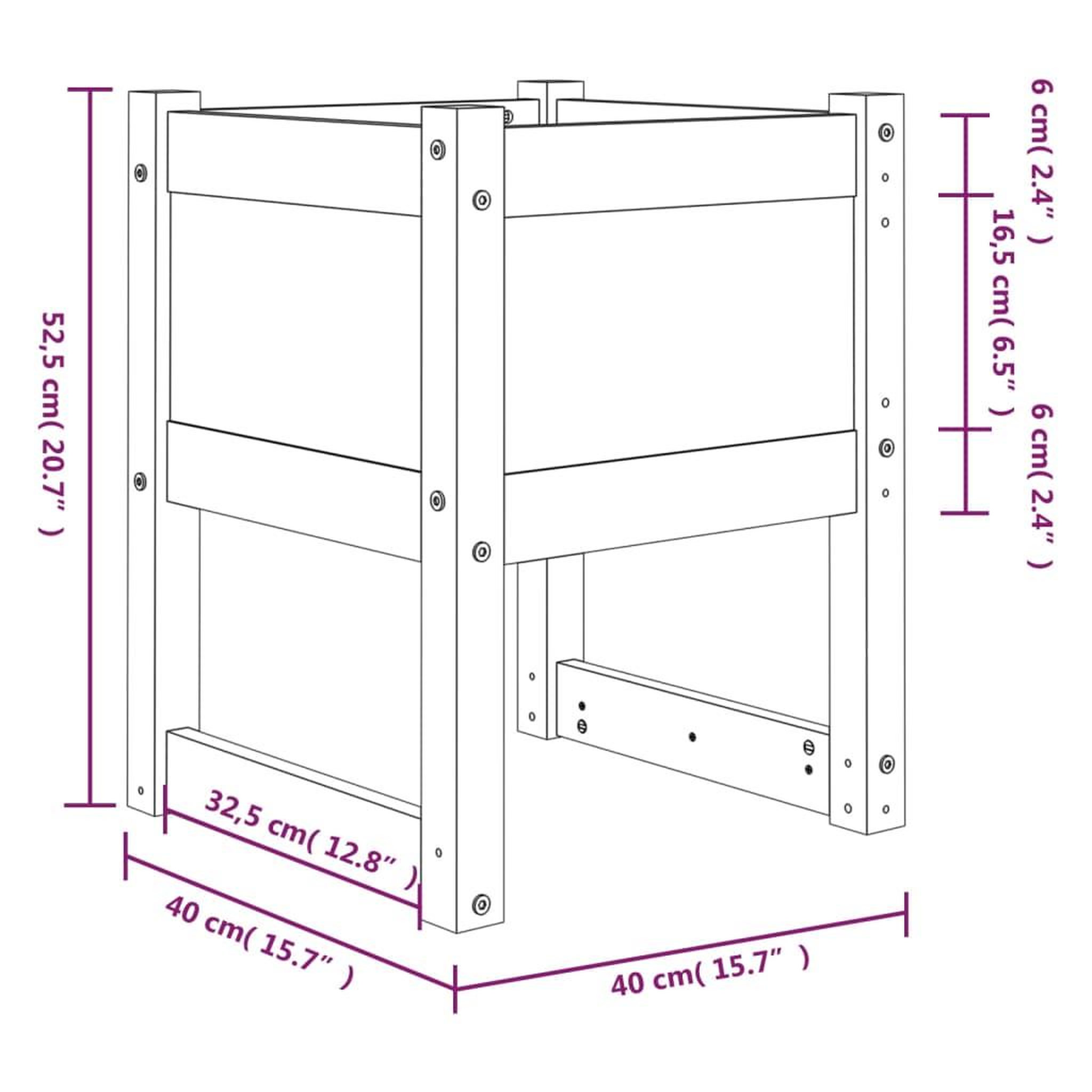 Voir la diapositive 6 : VIDAXL Jardinieres 2 pcs Noir 40x40x52,5 cm Bois massif de pin