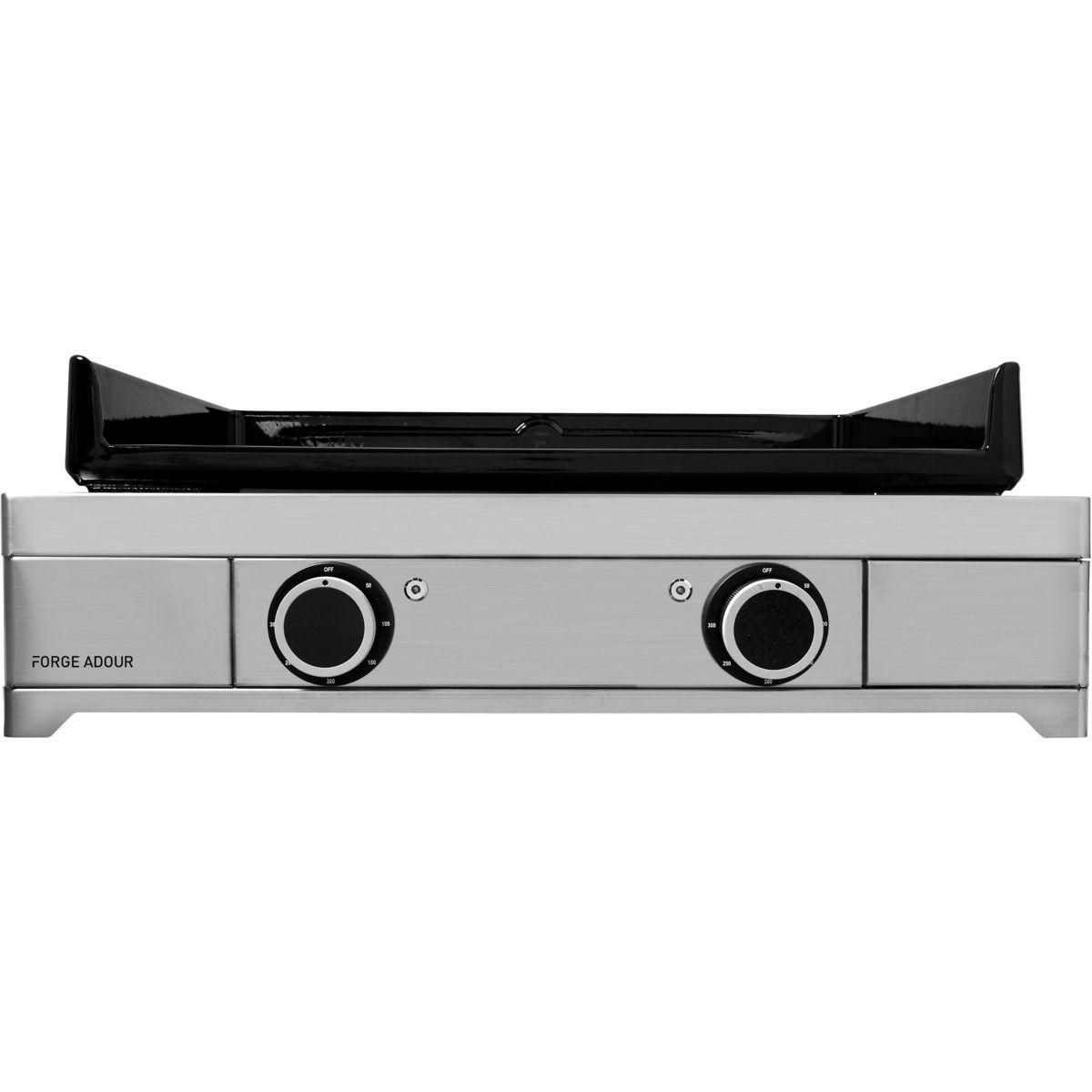 FORGE ADOUR Plancha électrique Modern E60 I Inox 2 brûleurs à poser, 60x42 cm