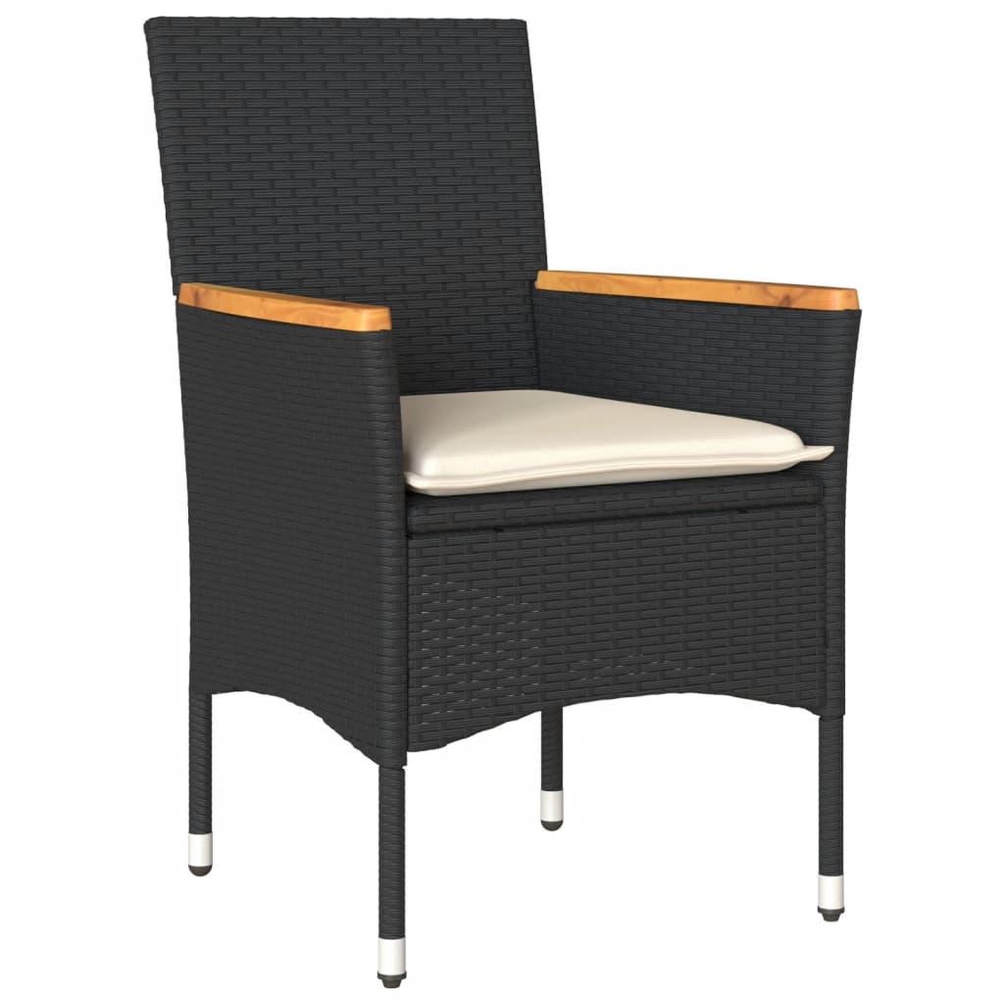 Voir la diapositive 3 : VIDAXL Ensemble a manger de jardin et coussins 5 pcs noir rotin acacia