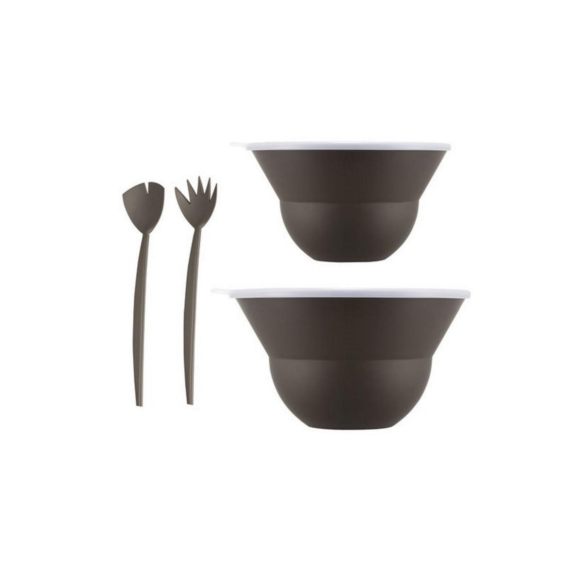 Bodum Lot de 2 saladiers 3l/4.9l avec couvercle + couverts marron - K2551-451-143S-1