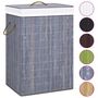 Voir la diapositive 2 : VIDAXL Panier a linge avec 2 sections bambou gris 72 L