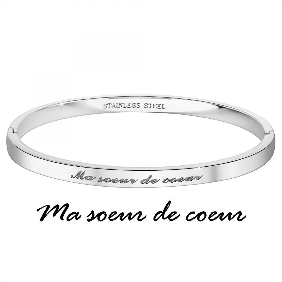 SC CRYSTAL Ma soeur de cœur - Bracelet SC Crystal en Acier Rhodié argenté