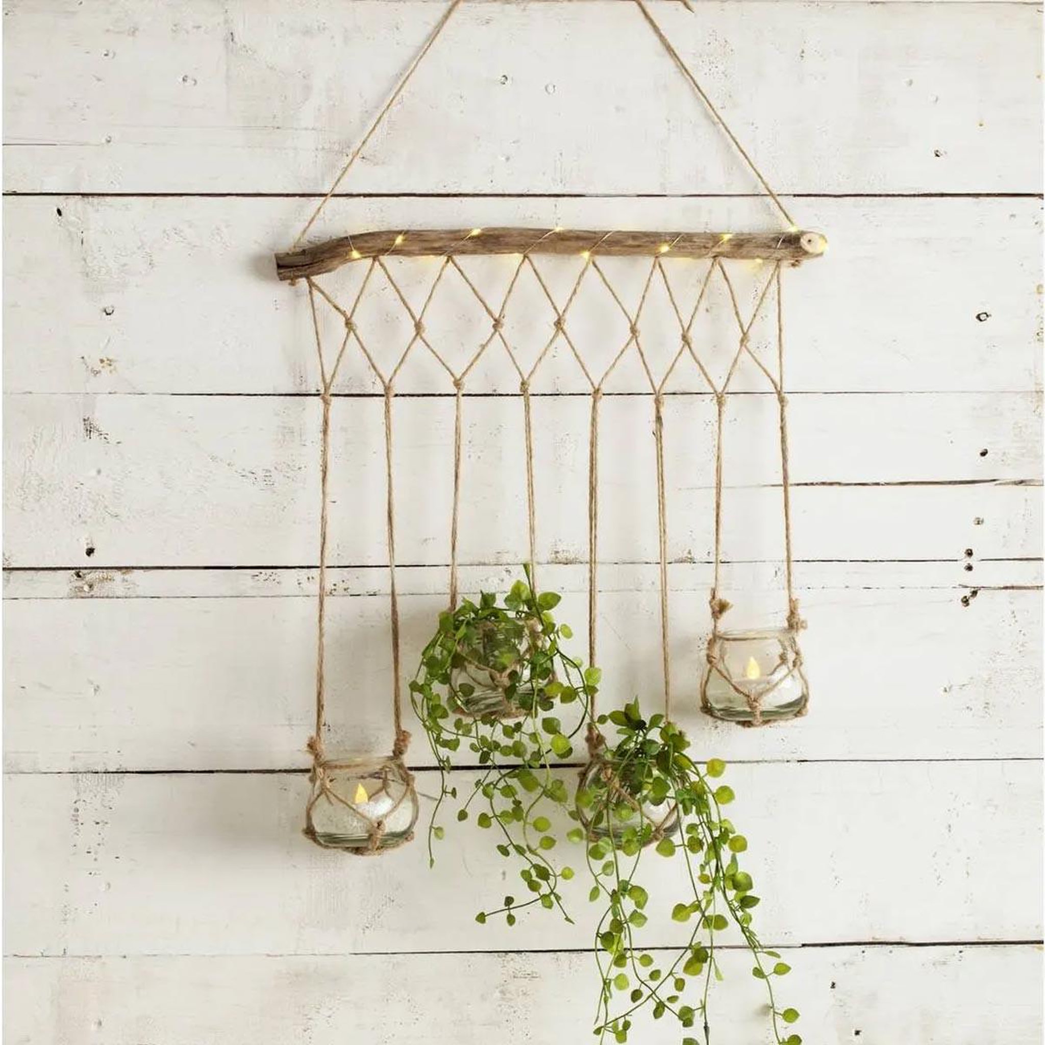 Voir la diapositive 2 : ATMOSPHERA Suspension design à led  4 soliflores  70cm naturel