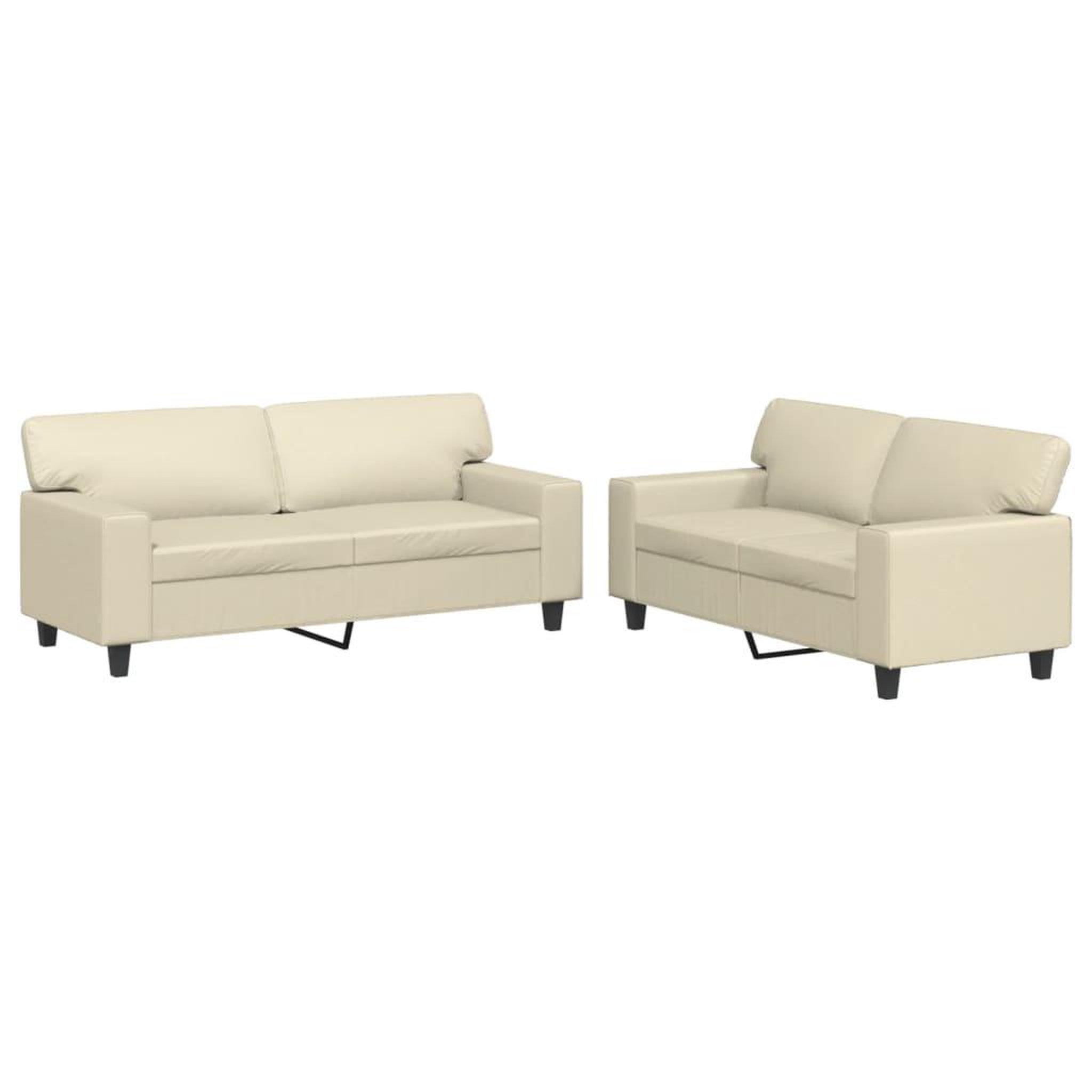 Voir la diapositive 2 : VIDAXL Ensemble de canapes 2 pcs creme similicuir