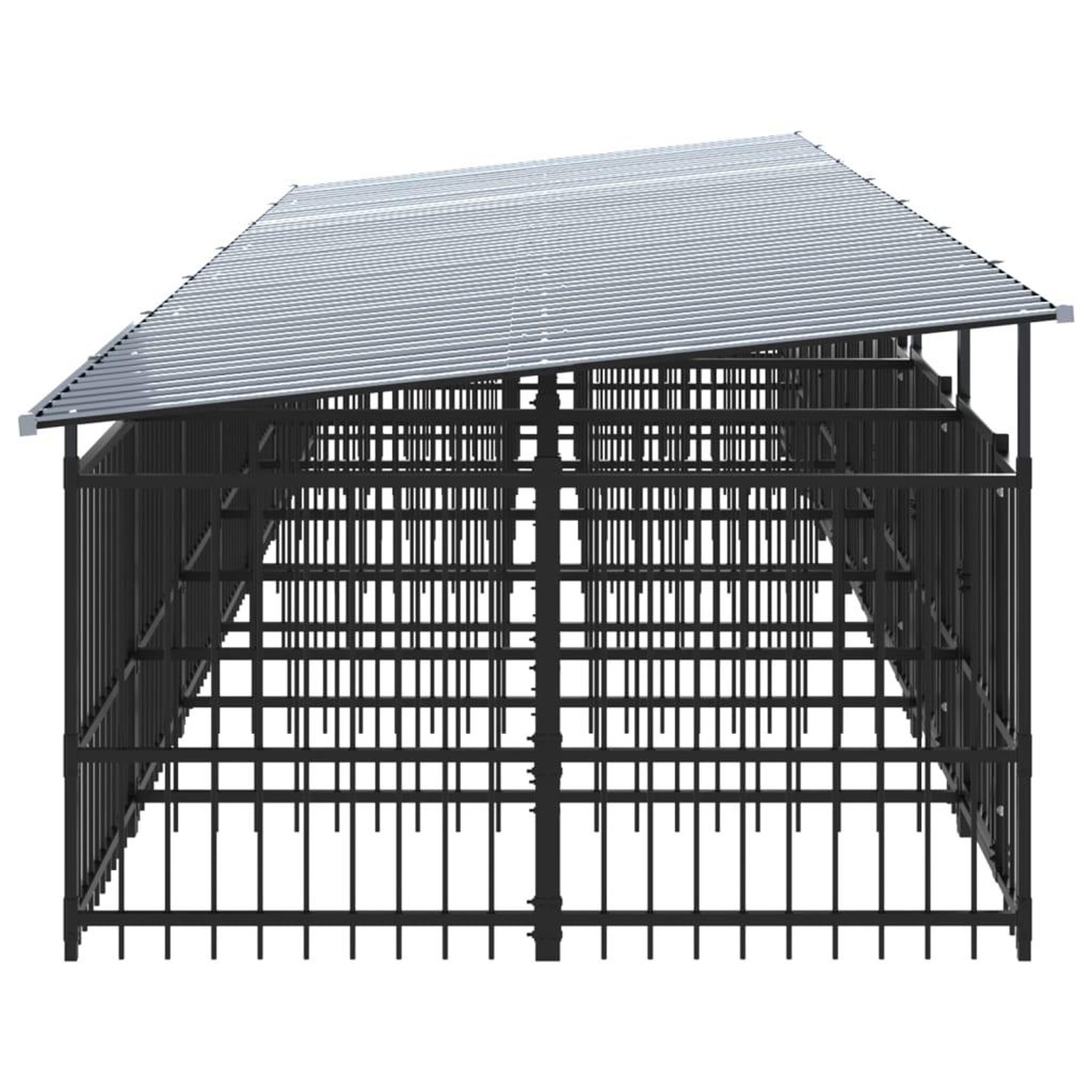 Voir la diapositive 4 : VIDAXL Chenil d'exterieur avec toit pour chiens Acier 13,14 m²