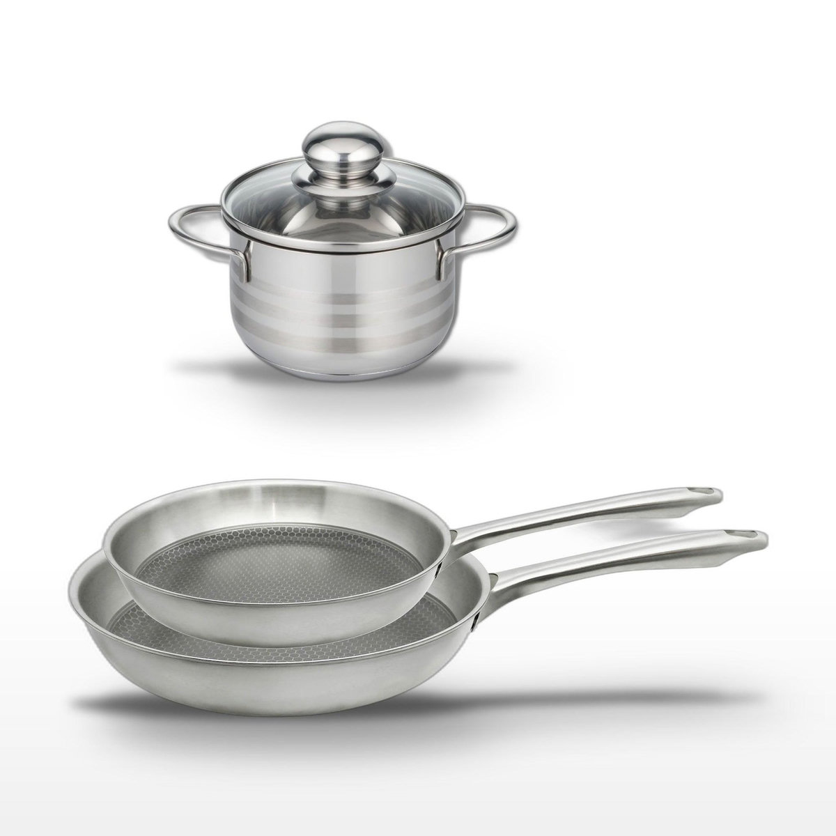 ELO Lot de 2 Poêles 24/28 cm et Faitout 14 cm Elo Relief Passion