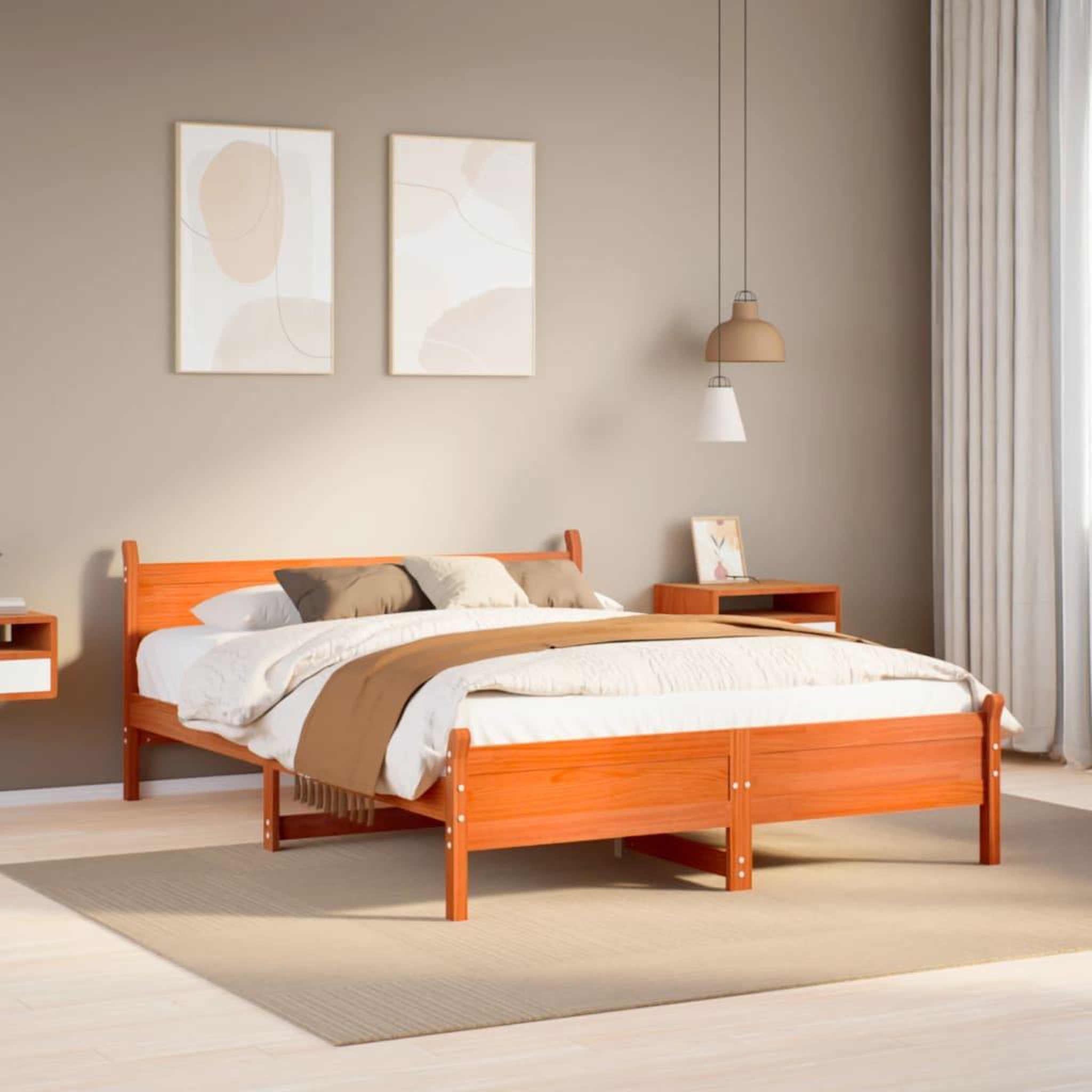 VIDAXL Cadre de lit sans matelas cire marron 120x200cm bois pin massif
