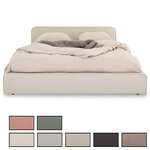 IDIMEX Lit double BELARTI 140 x 190 cm, revêtement en tissu. Coloris disponibles : Beige, Gris, Rose, Blanc, Vert