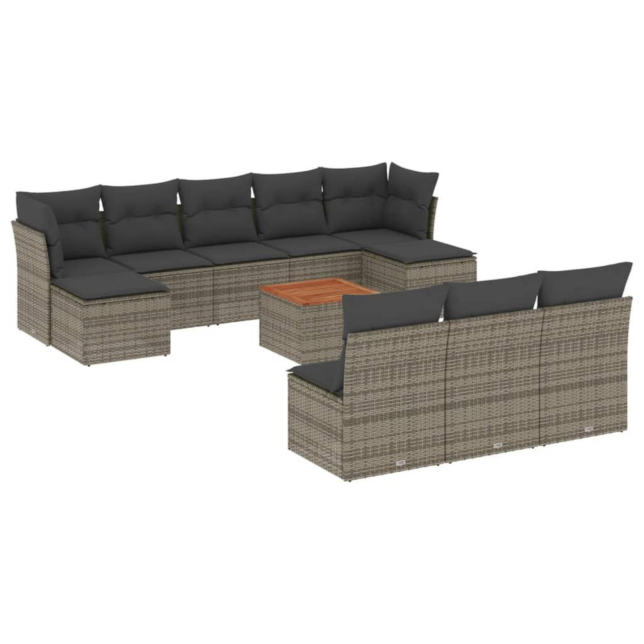 Voir la diapositive 2 : VIDAXL Salon de jardin 11 pcs avec coussins gris resine tressee
