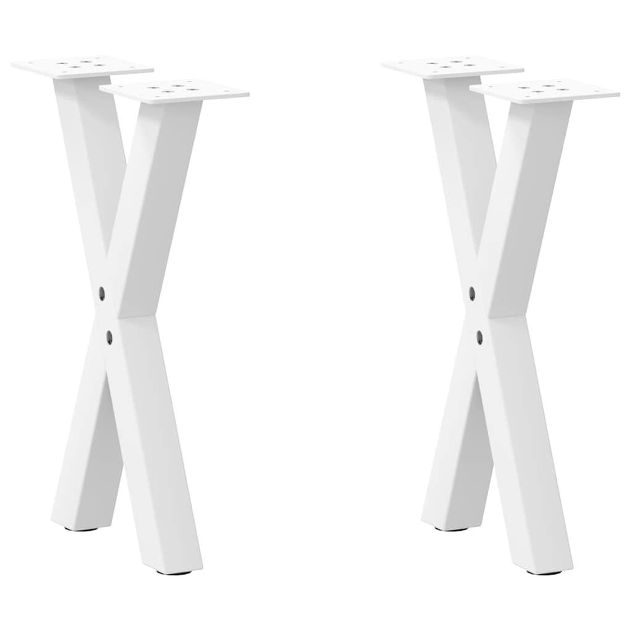 VIDAXL Pieds de table basse forme de X 2 pcs blanc 28x(42-43) cm acier