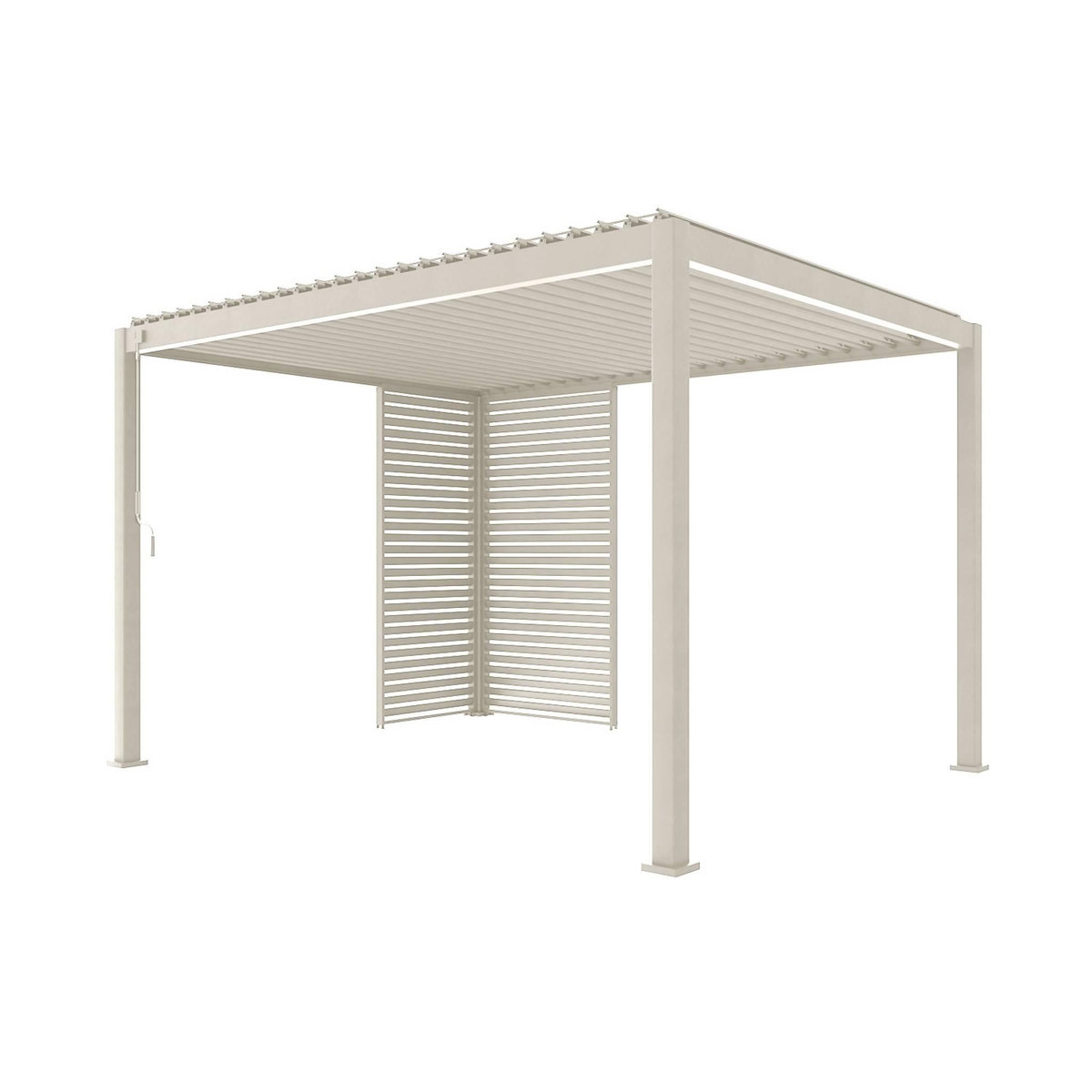 SWEEEK Pergola bioclimatique aluminium 4x3m + 1 persienne 100cm + 1 persienne 130cm Triomphe
