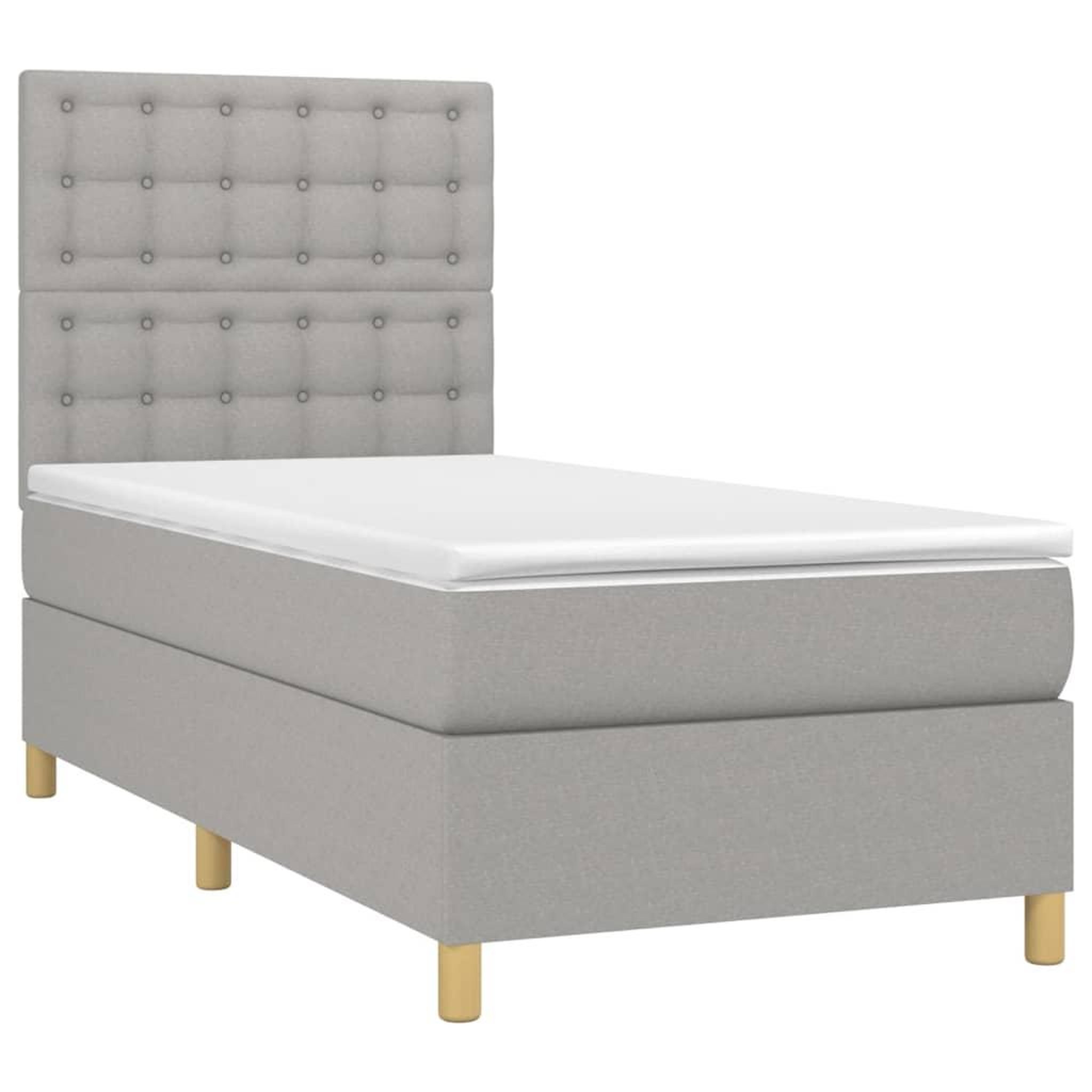 Voir la diapositive 3 : VIDAXL Sommier a lattes de lit avec matelas Gris clair 80x200 cm Tissu