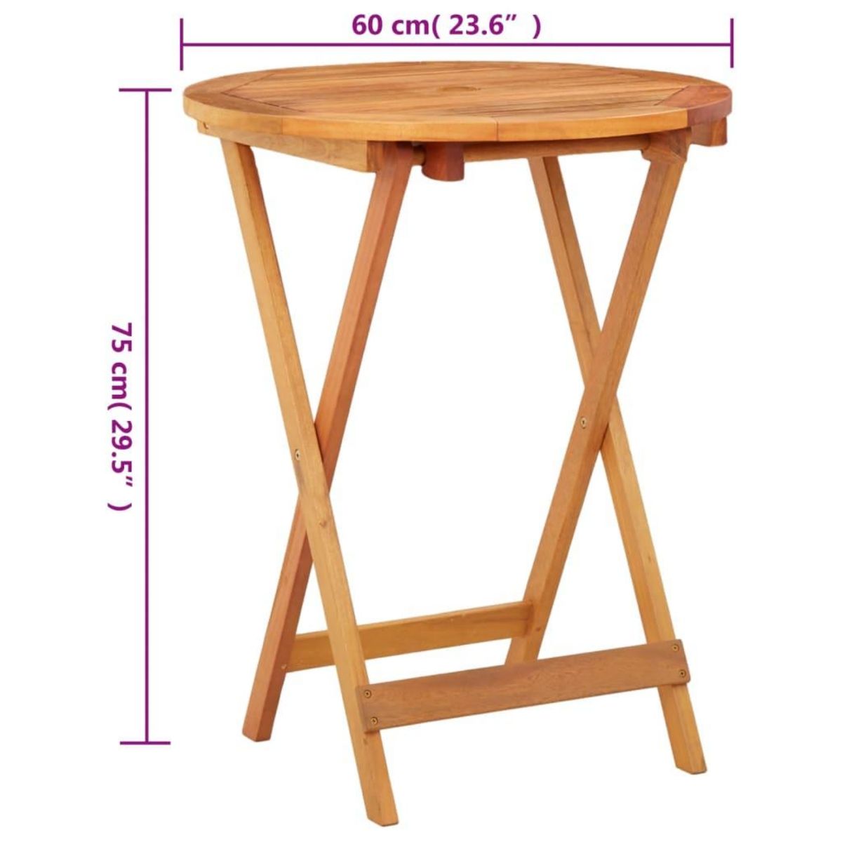 VIDAXL Table de jardin pliable Ø60x75 cm Bois d'eucalyptus solide
