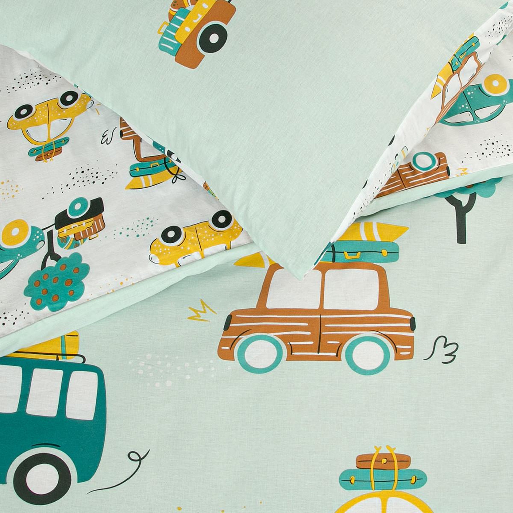 Voir la diapositive 3 : FUTURE HOME Parure de lit enfant voiture réversible 140x200cm