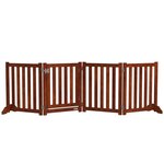 PAWHUT Barrière de sécurité chien pliable modulable autoportante avec porte max. 205 x 60 cm MDF effet acajou