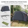 Voir la diapositive 4 : OUTSUNNY Ensemble tente de camping 3 en 1 avec lit de camp, tente, matelas gonflable gris