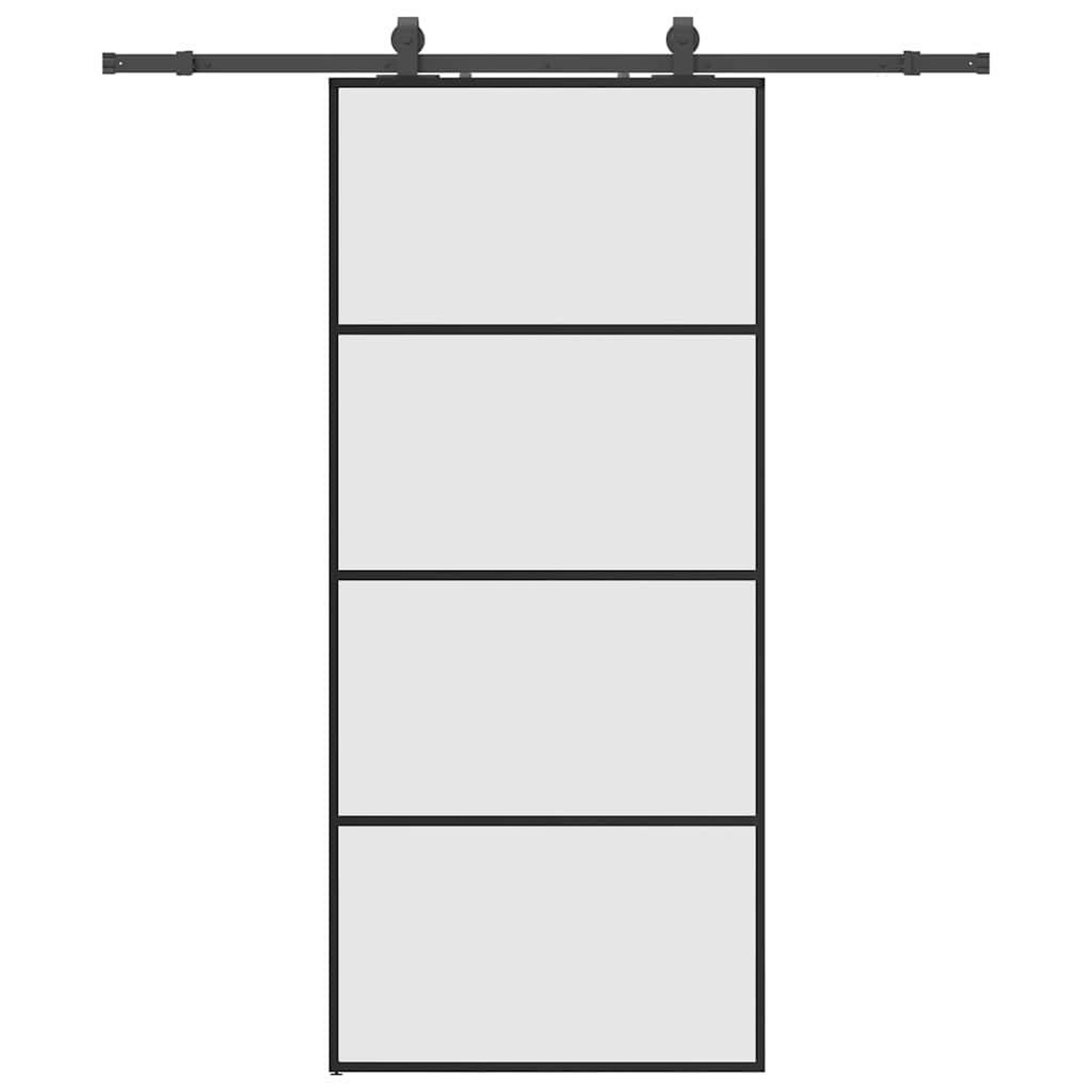 Voir la diapositive 2 : VIDAXL Porte coulissante kit de quincaillerie noir 90x205 cm verre ESG