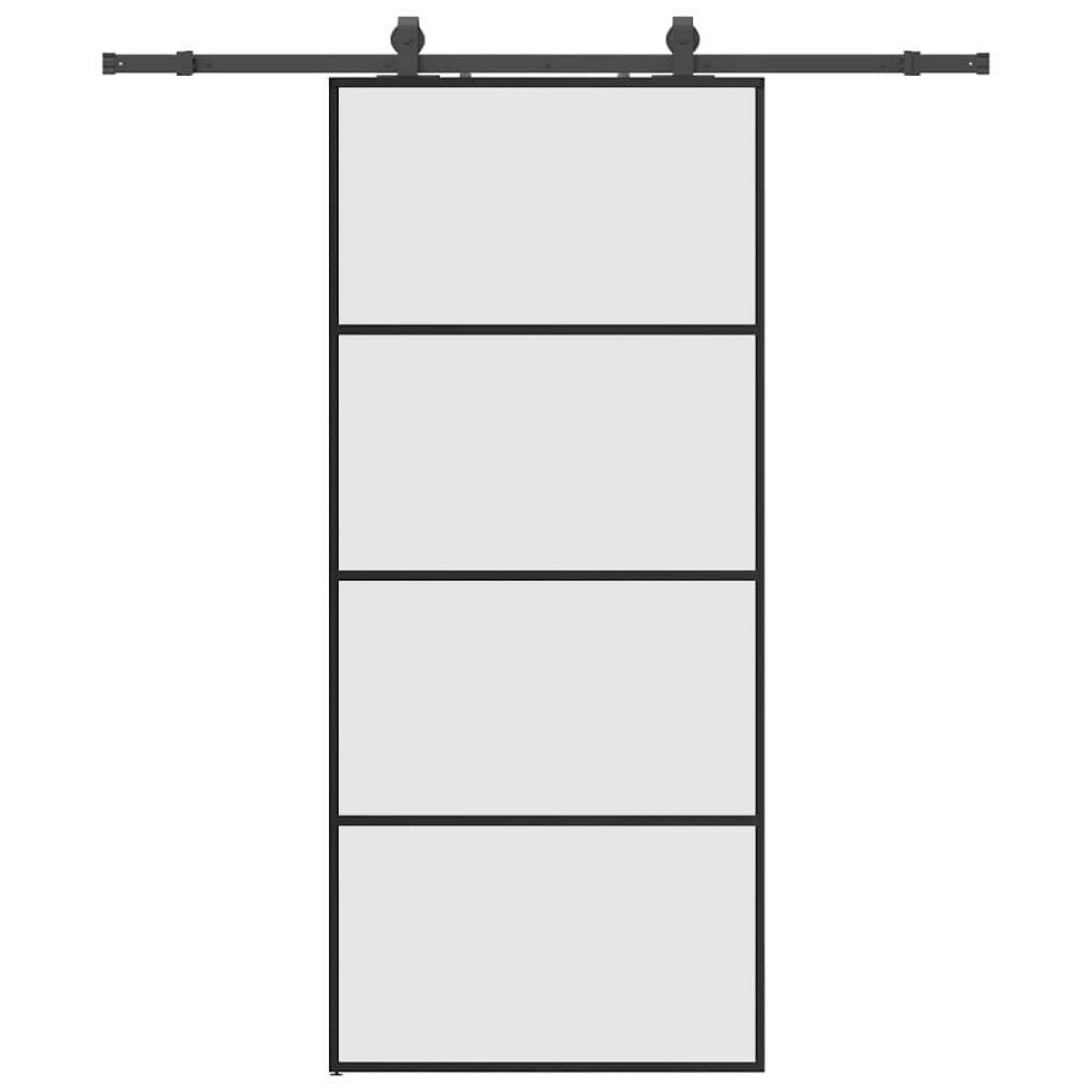 VIDAXL Porte coulissante kit de quincaillerie noir 90x205 cm verre ESG