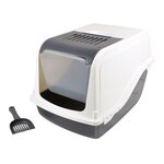 LOVE STORY Maison de toilette litière pour chat avec pelle SOCKS - Blanc et gris anthracite