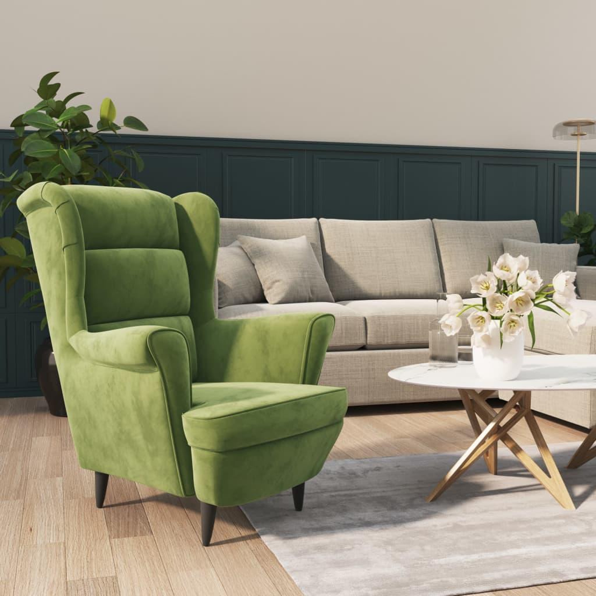 Voir la diapositive 1 : VIDAXL Fauteuil vert clair velours