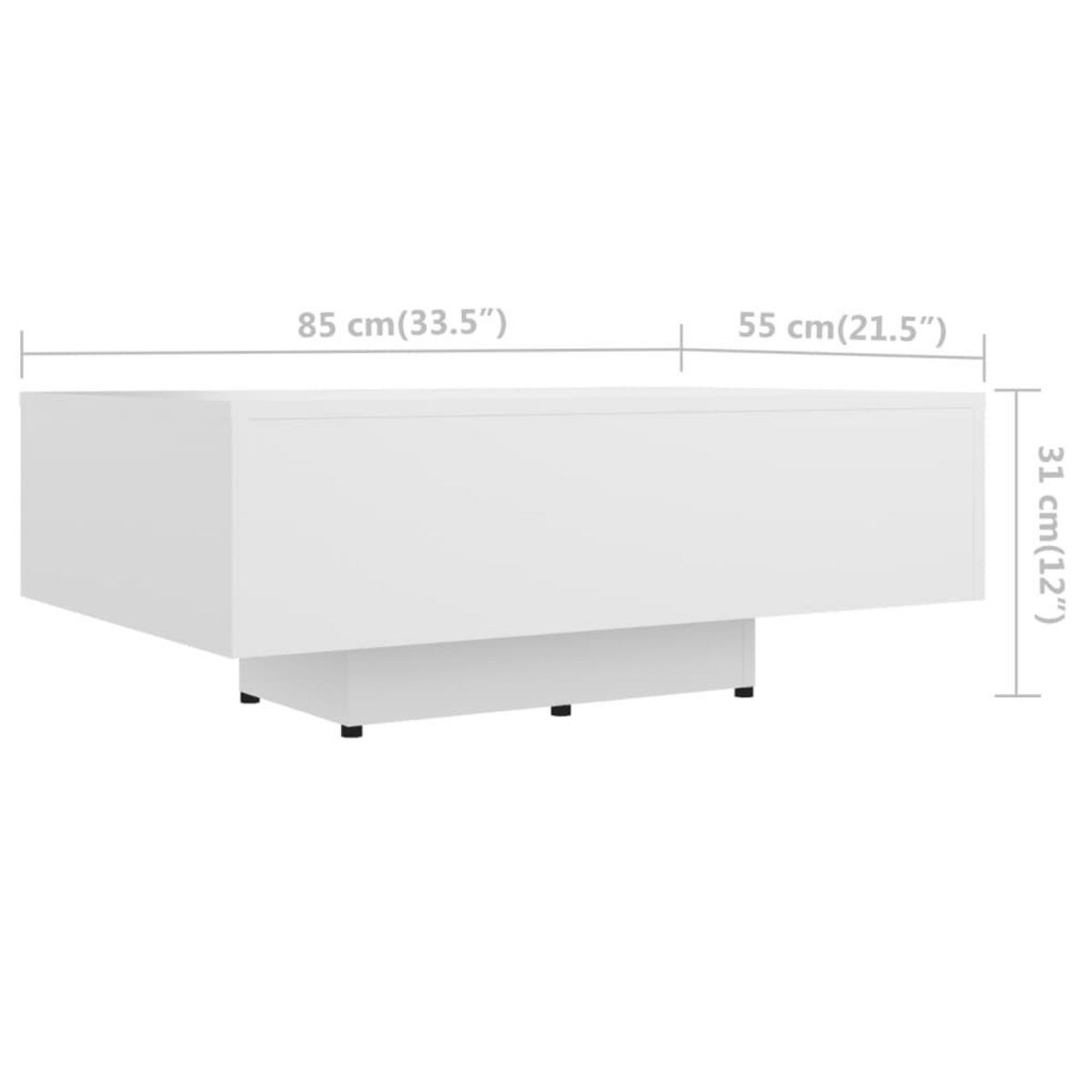 VIDAXL Table basse Blanc 85x55x31 cm Bois d'ingenierie