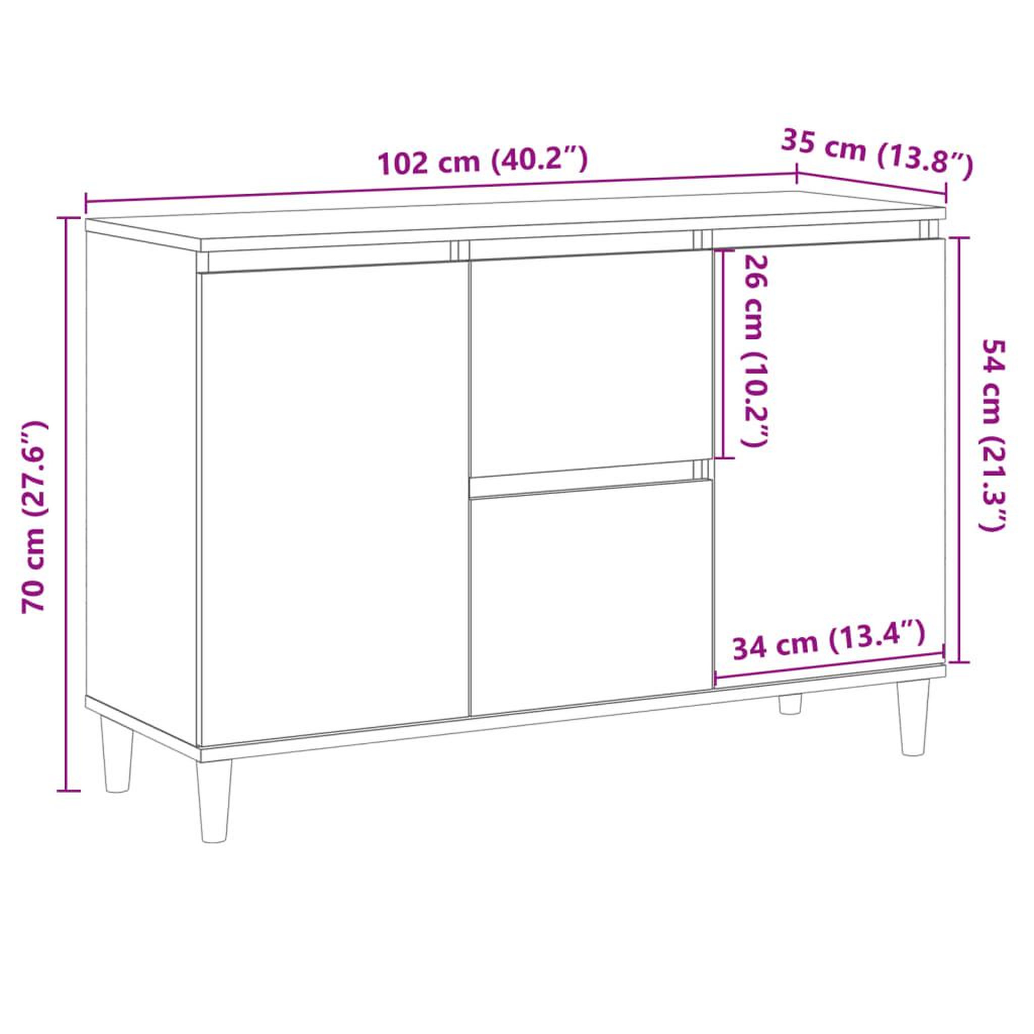 Voir la diapositive 6 : VIDAXL Buffet vieux bois 102x35x70 cm bois d'ingenierie