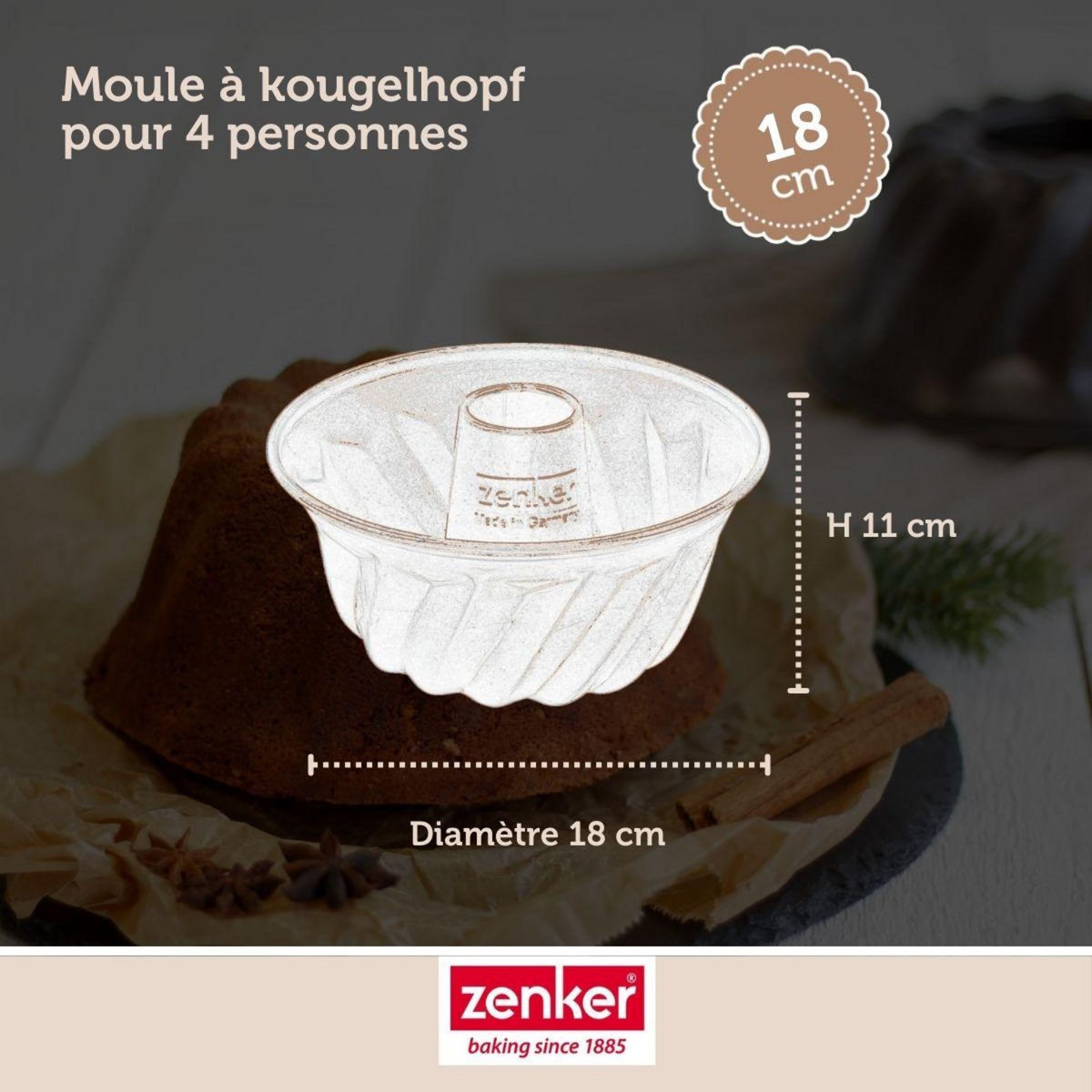 ZENKER Moule à kouglof 18 cm Zenker Spécial Mini