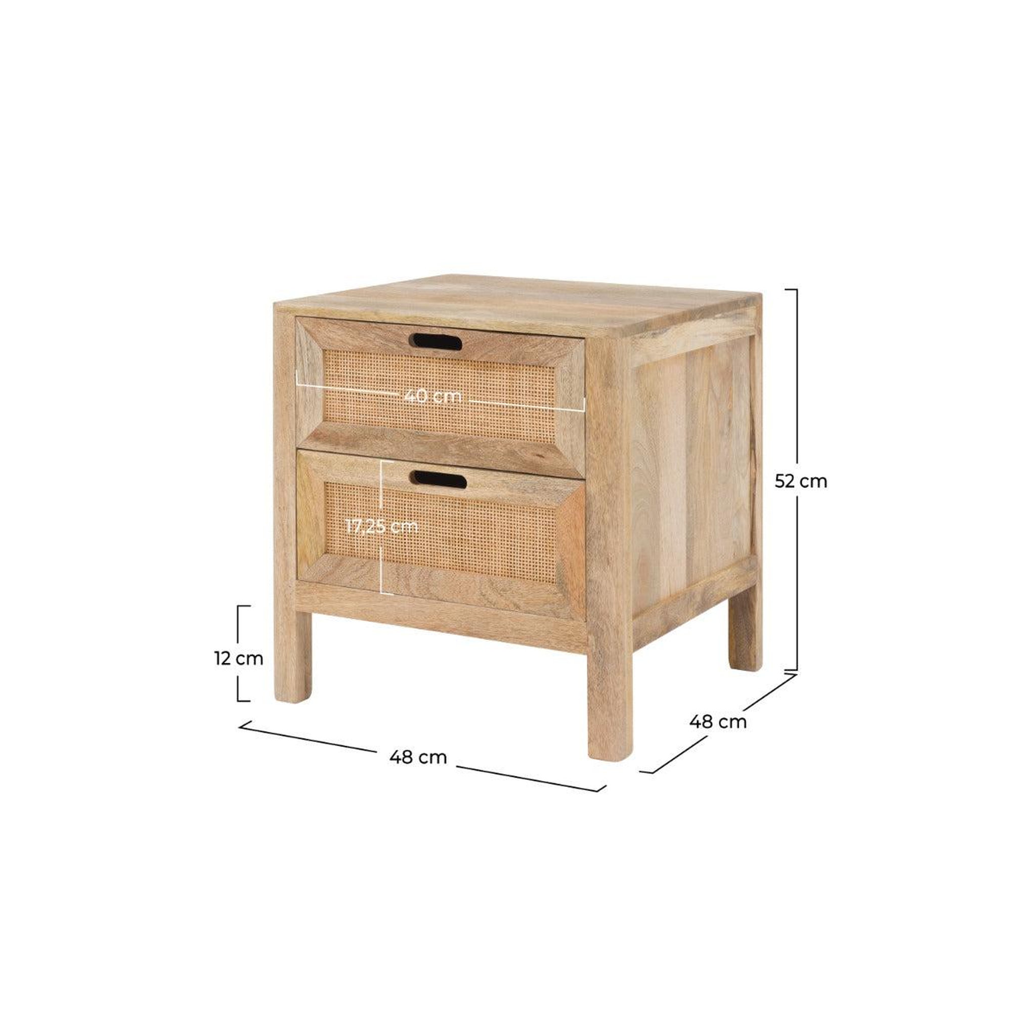 Voir la diapositive 4 : MAISON PAVANE Table de chevet 2 tiroirs en bois de manguier et cannage-félix
