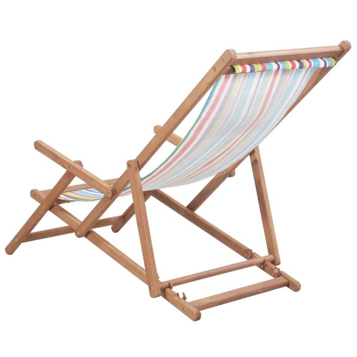 VIDAXL Chaise pliable de plage Tissu et cadre en bois Multicolore