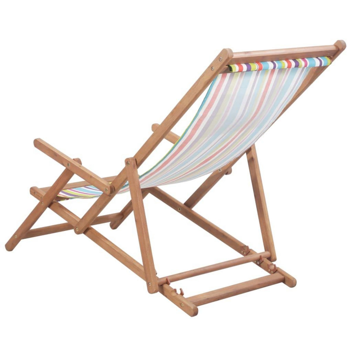 VIDAXL Chaise pliable de plage Tissu et cadre en bois Multicolore