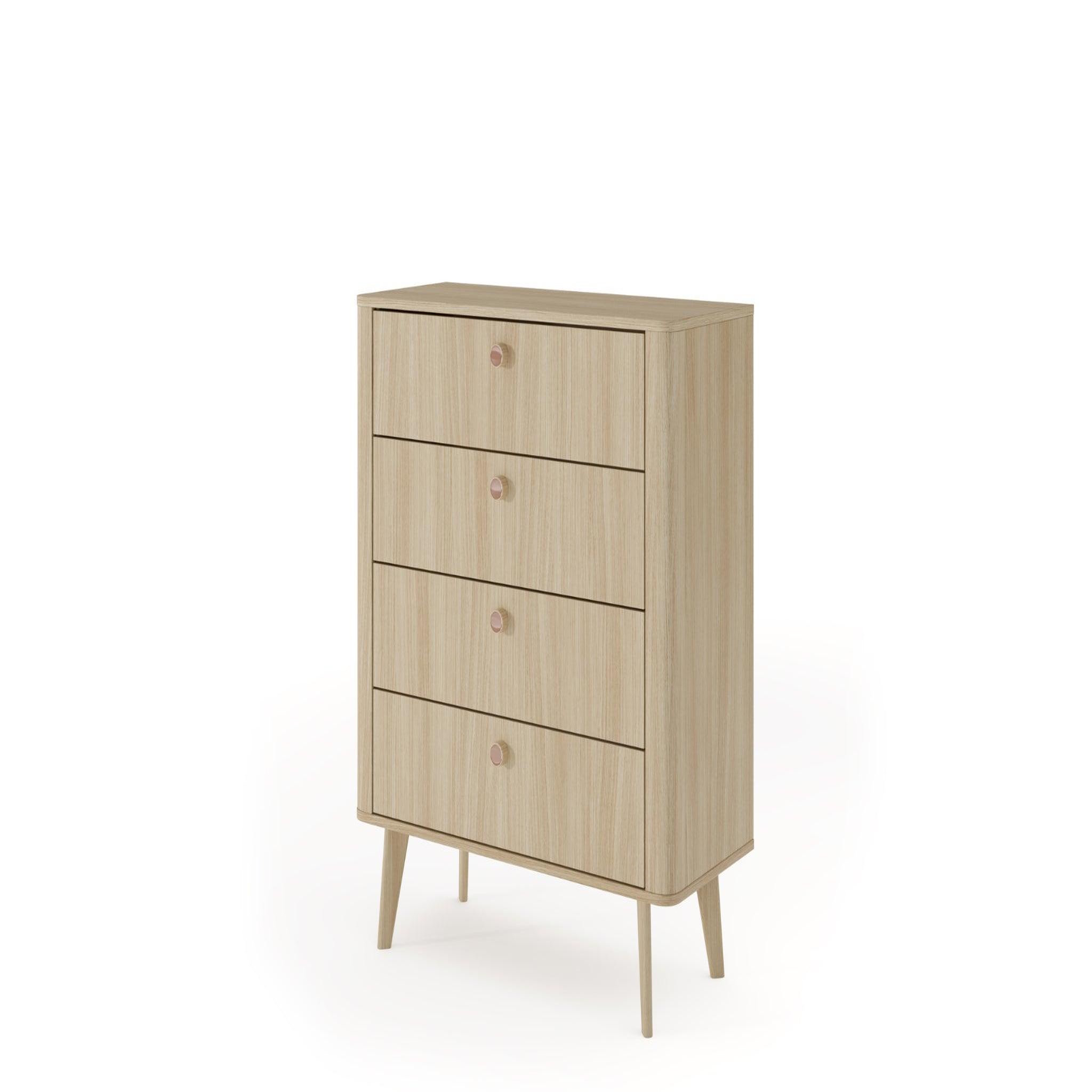 Voir la diapositive 5 : CASANOVA PARIS Elora - commode 88cm en panneau de particules laminé - chêne clair