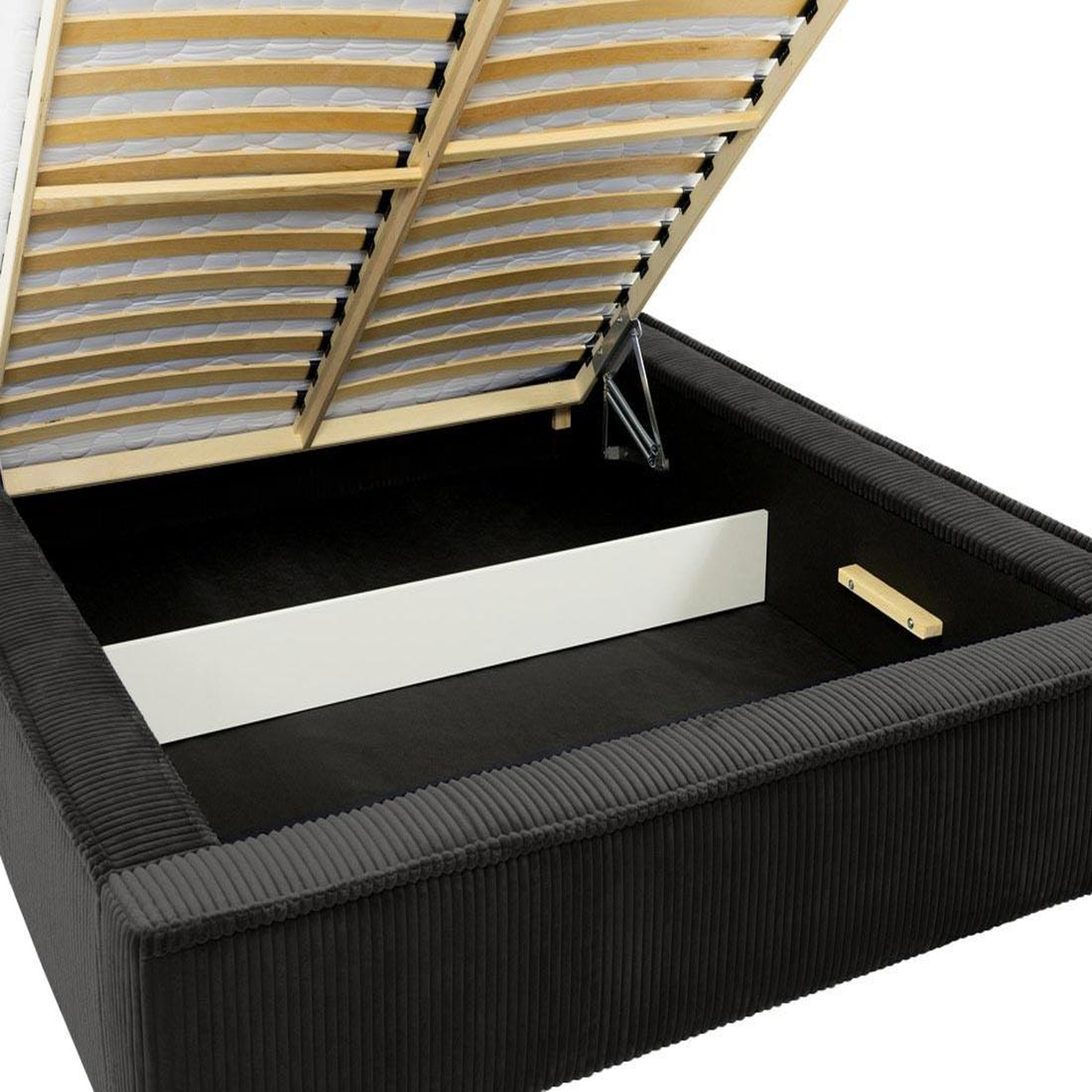 Voir la diapositive 5 : BEST MOBILIER Swan - lit coffre - 180x200 cm - sommier inclus - en velours côtelé grosses côtes