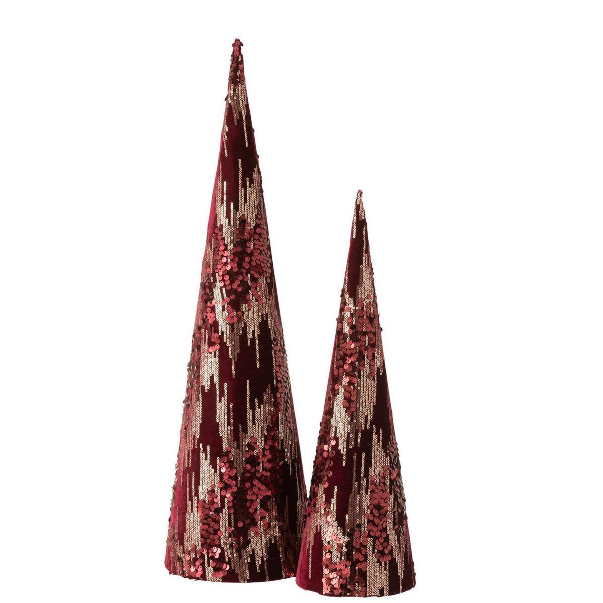 Voir la diapositive 2 : J-LINE Cône décoratif  sequin  66cm bordeaux