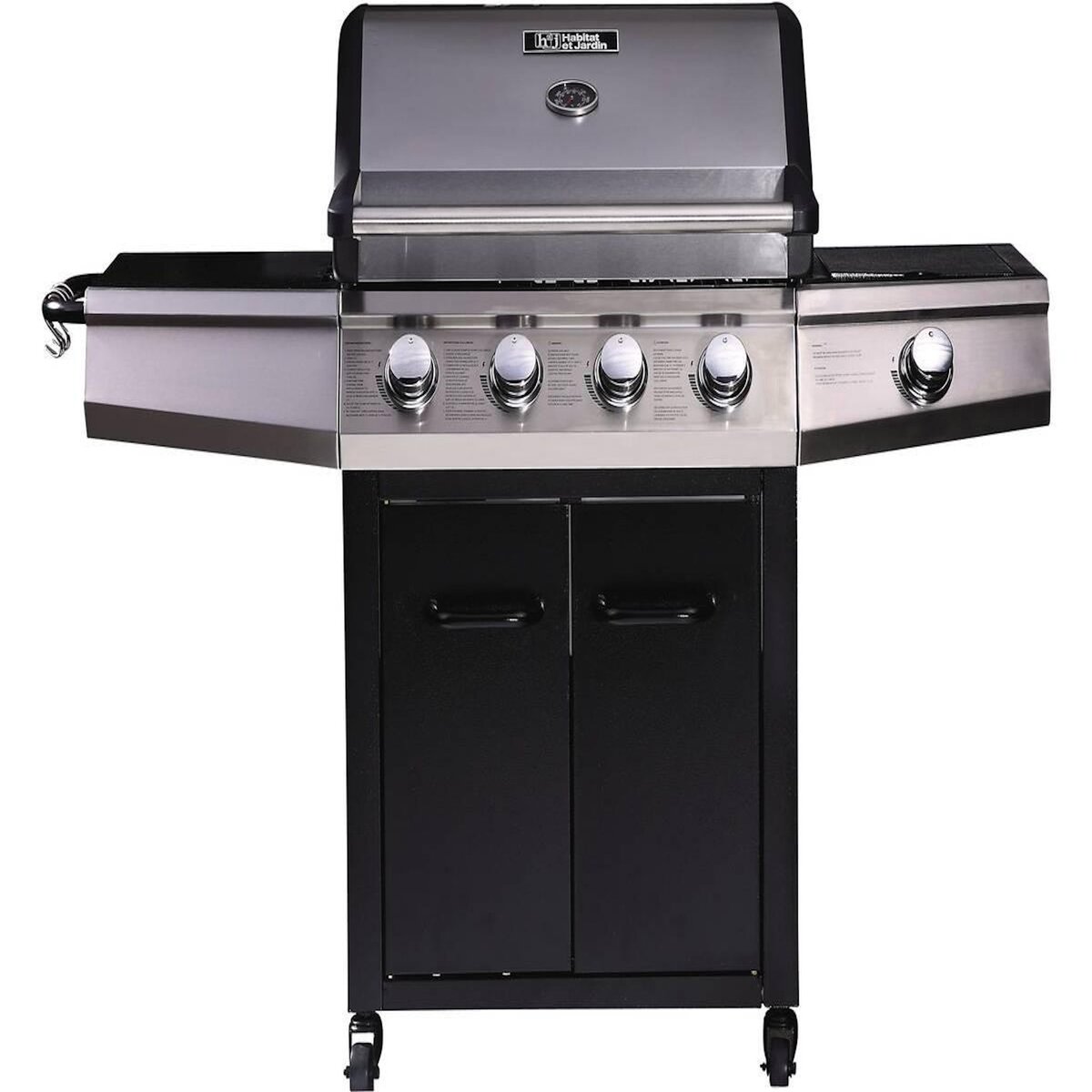 Habitat et Jardin Barbecue gaz  Bingo 5  - 5 Brûleurs dont 1 latéral - 15.2kW + Housse protection - Noir
