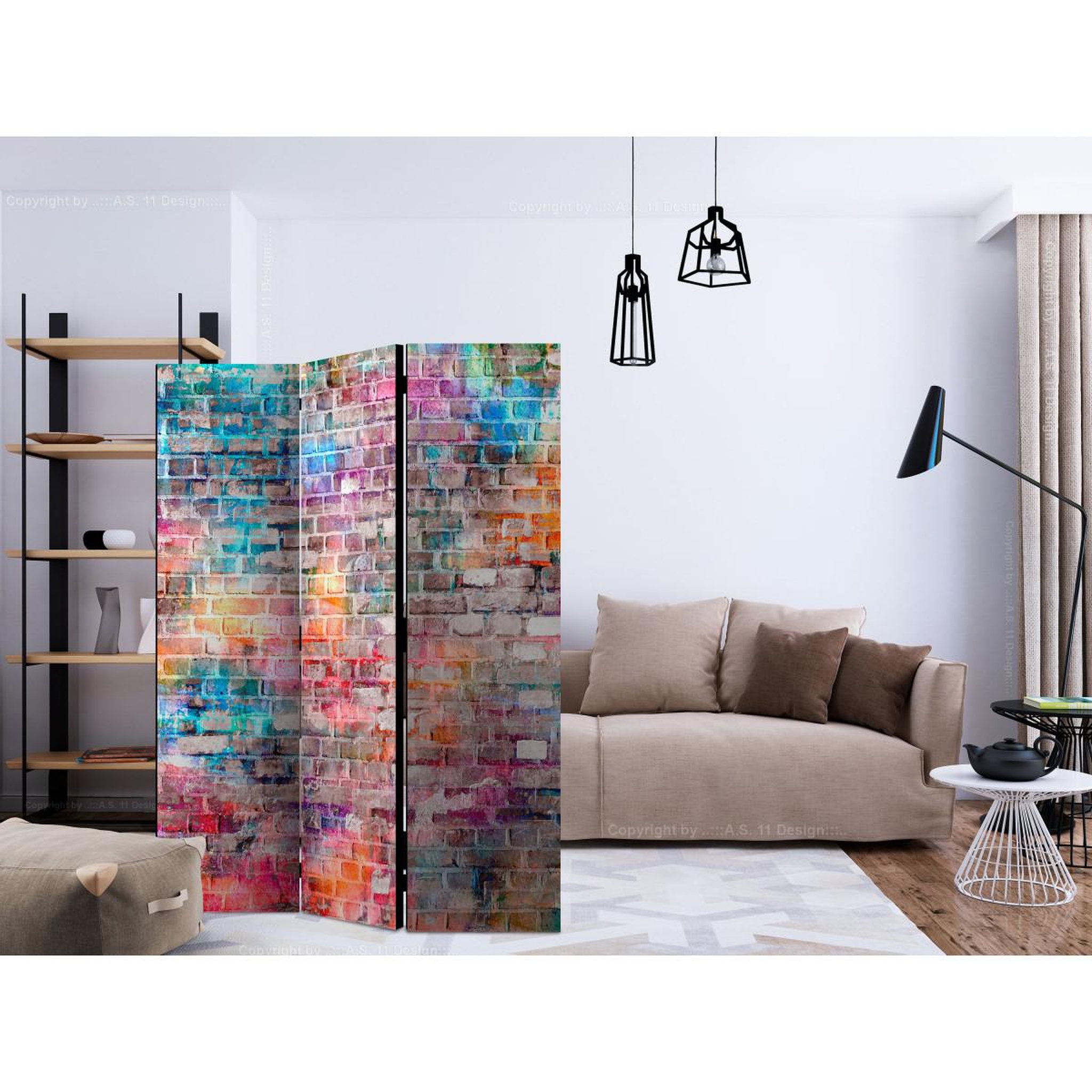 Voir la diapositive 2 : Paris Prix Paravent 3 volets  colourful brick  135x172cm